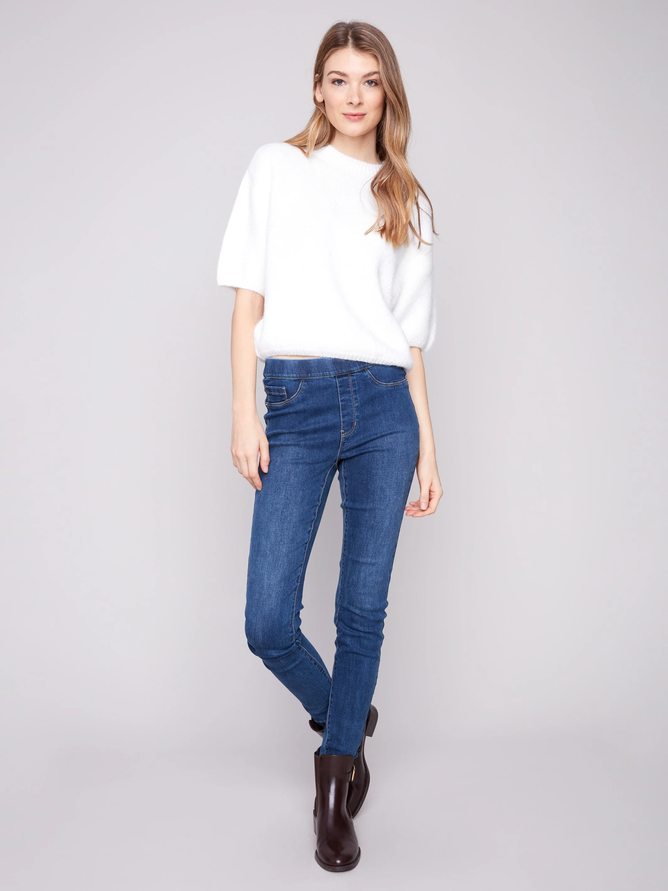 Balloon Elbow Sleeve Knit Sweater - Ecru - Image 2