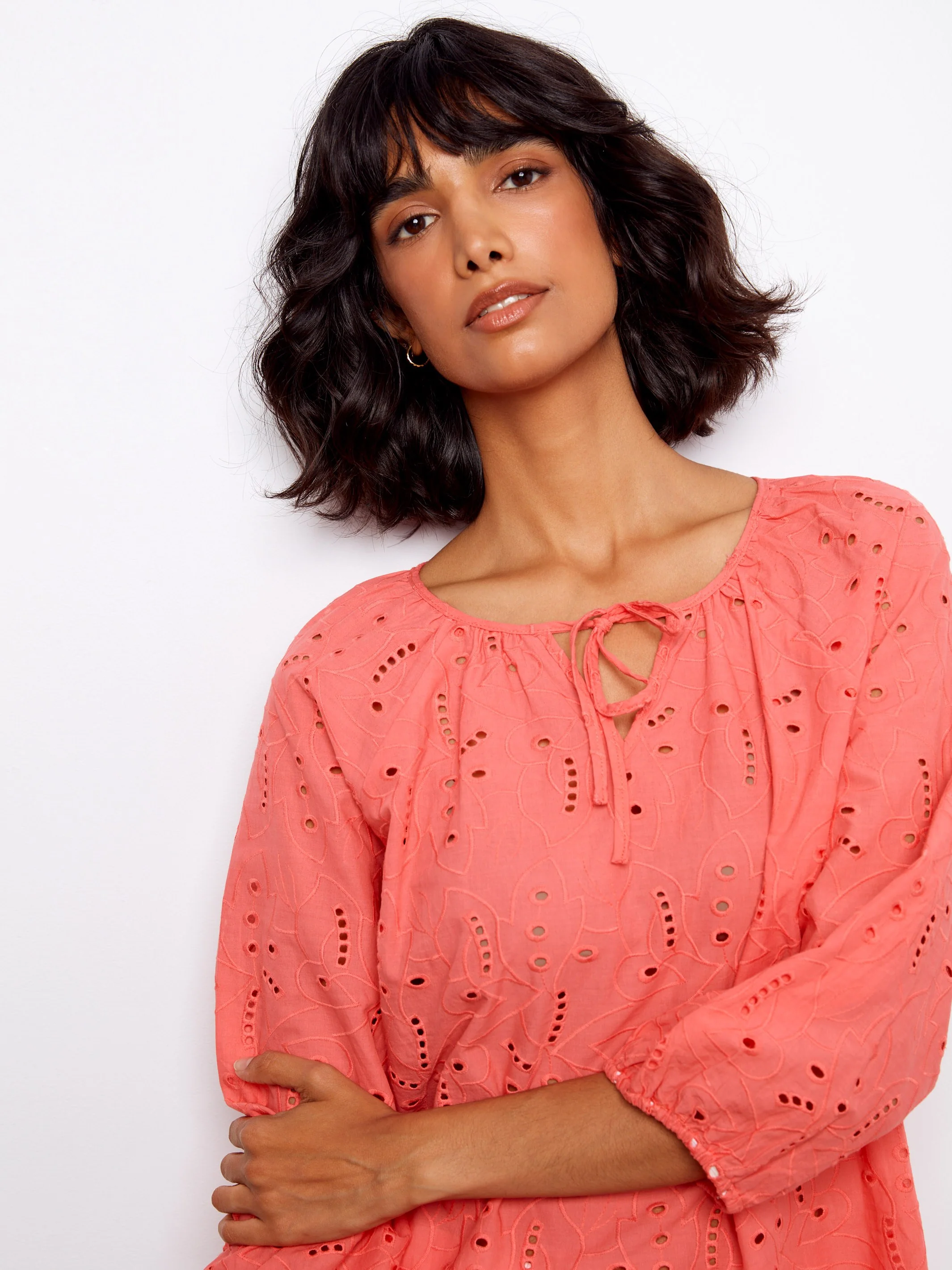 Cotton Eyelet Blouse - Sorbet - Image 3