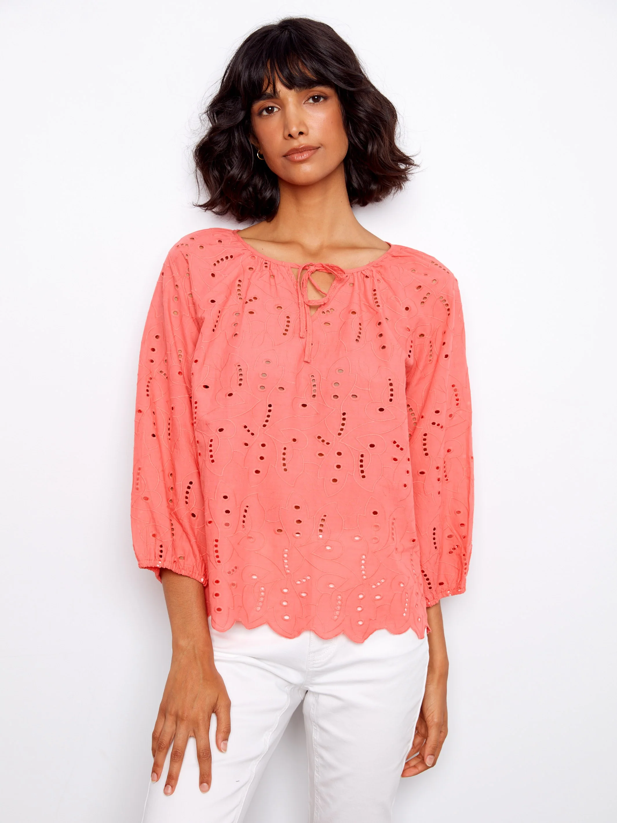 Cotton Eyelet Blouse - Sorbet - Image 4