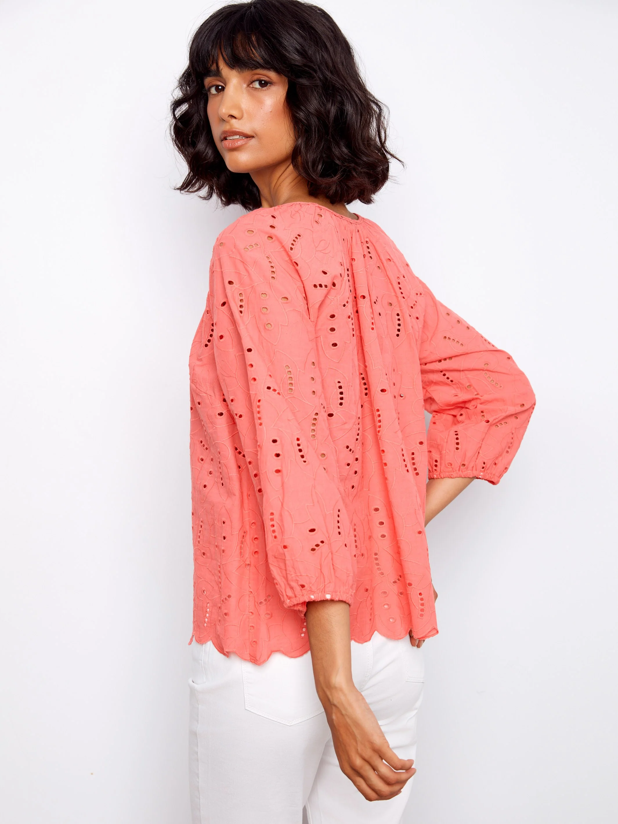 Cotton Eyelet Blouse - Sorbet - Image 5