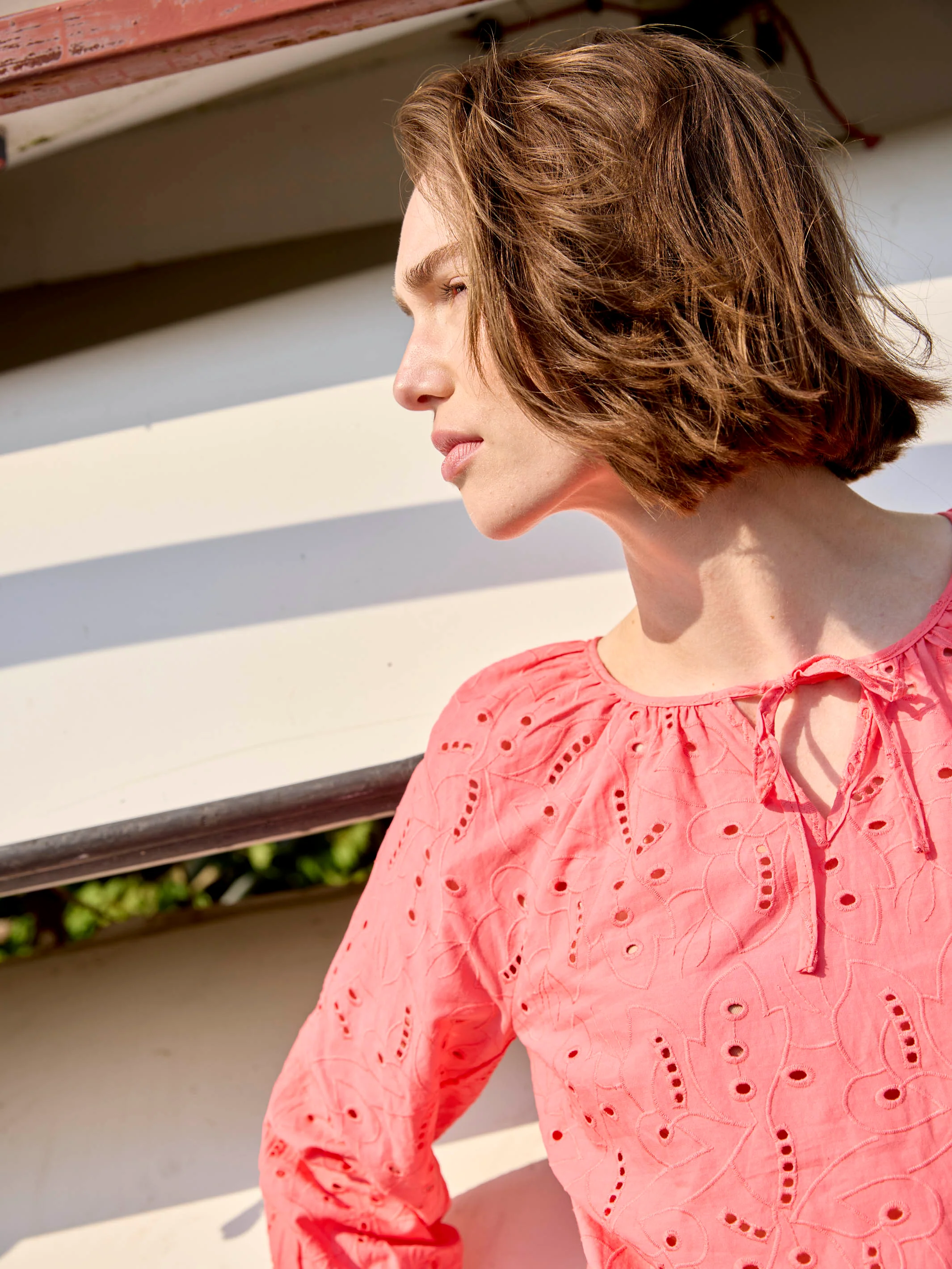 Cotton Eyelet Blouse - Sorbet - Image 8
