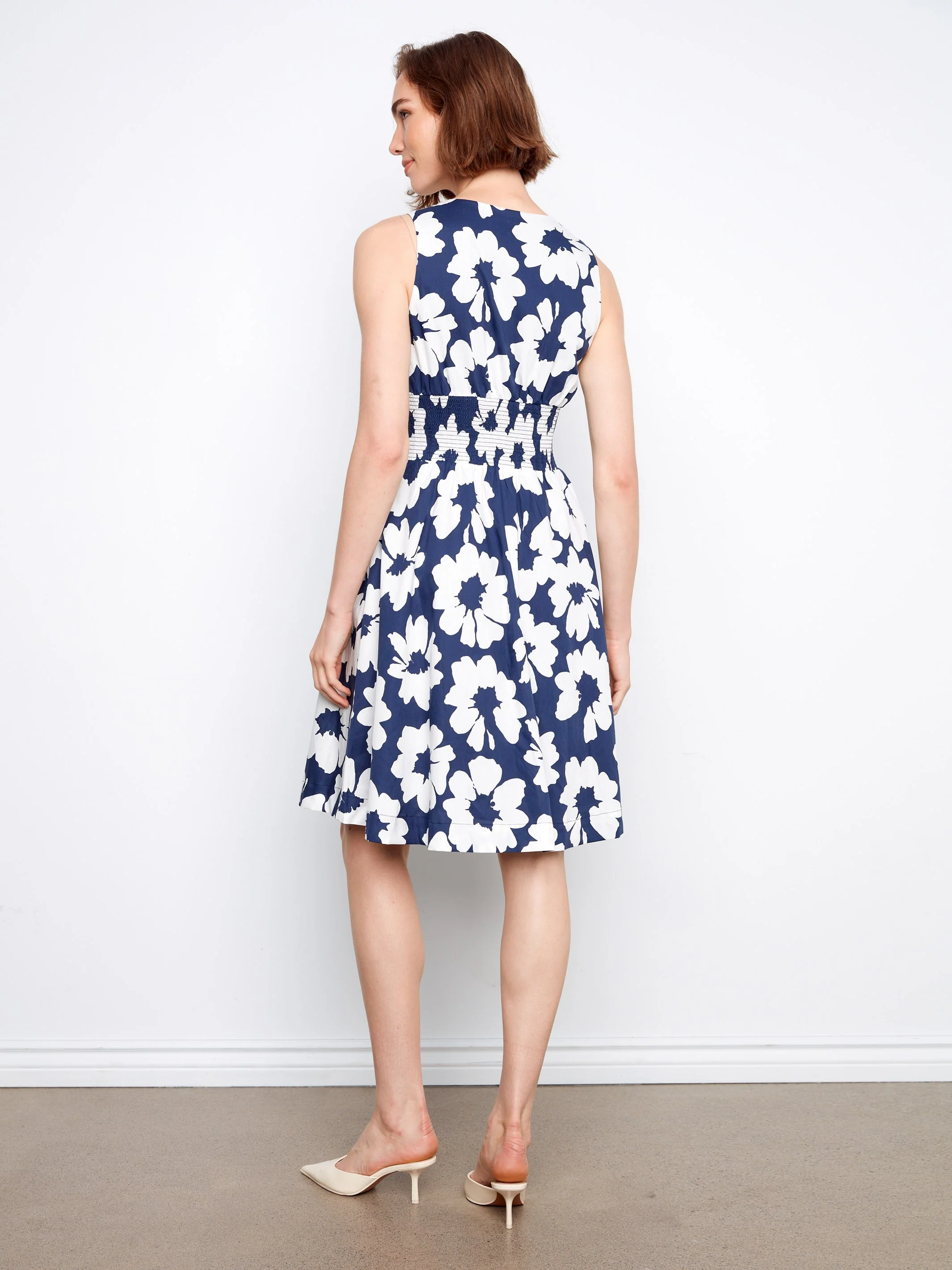 Cotton Voile Printed Front-Zip Dress - Dahlia - Image 4