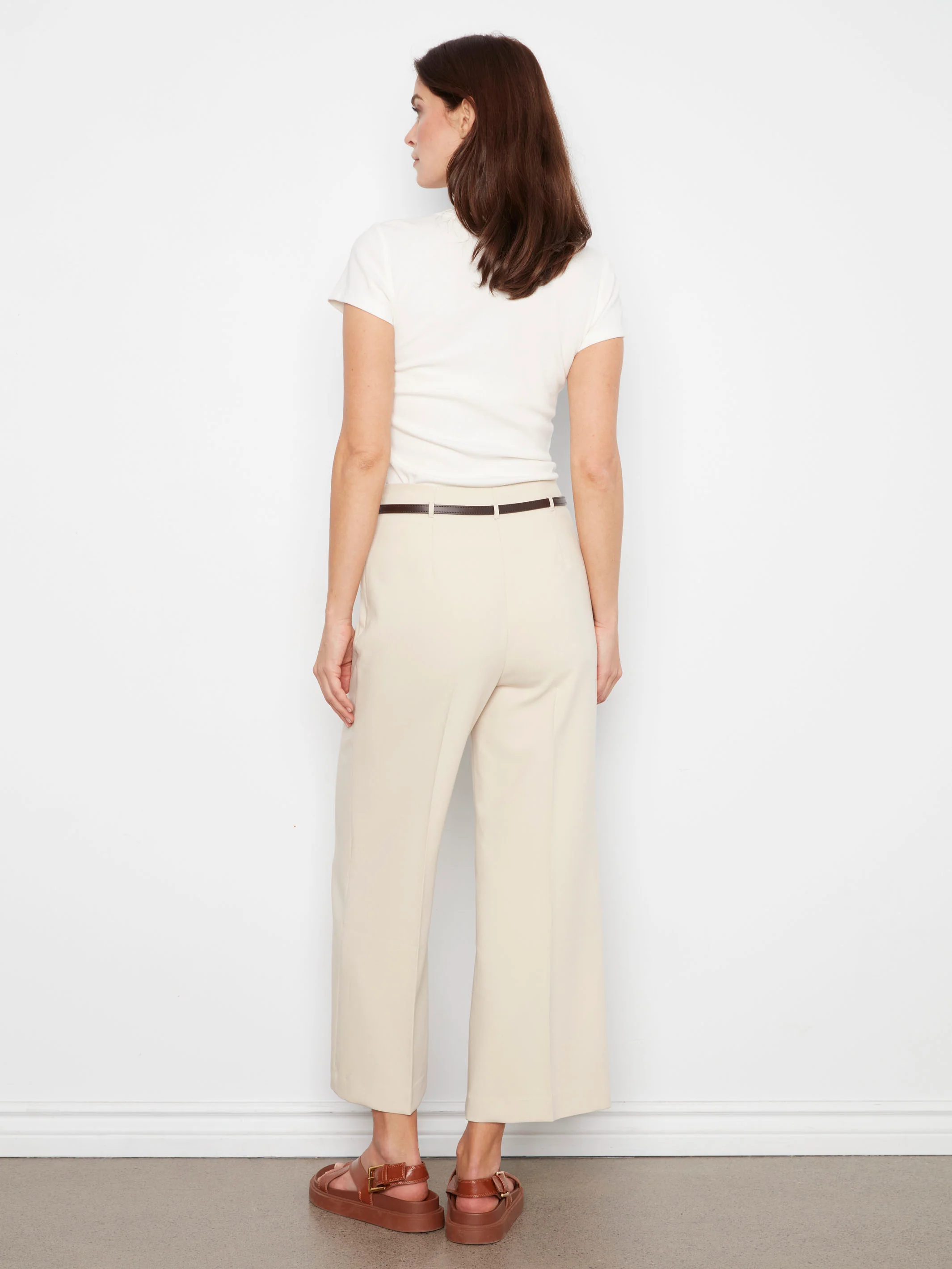 Cropped Dressy Belted Pants - Beige - Image 5