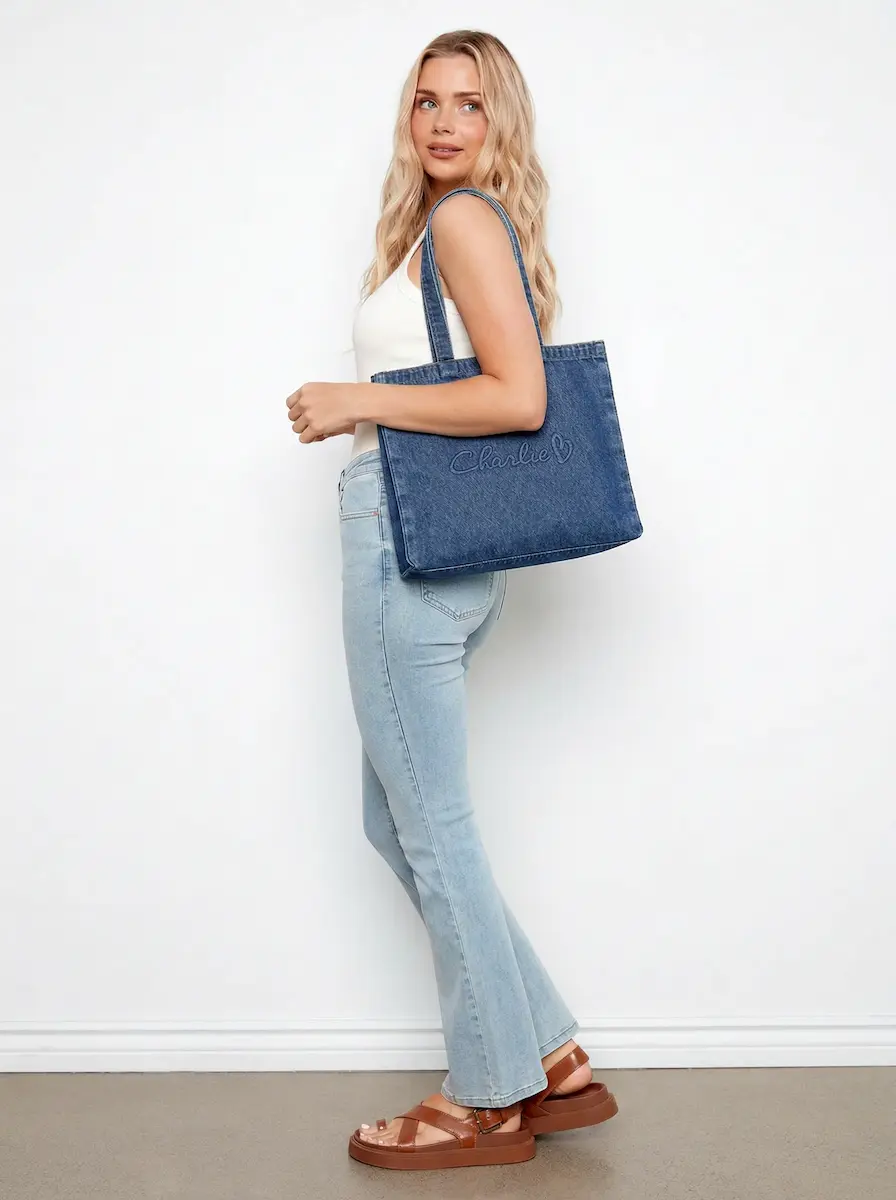 Denim Tote Bag - Medium Blue - Image 4