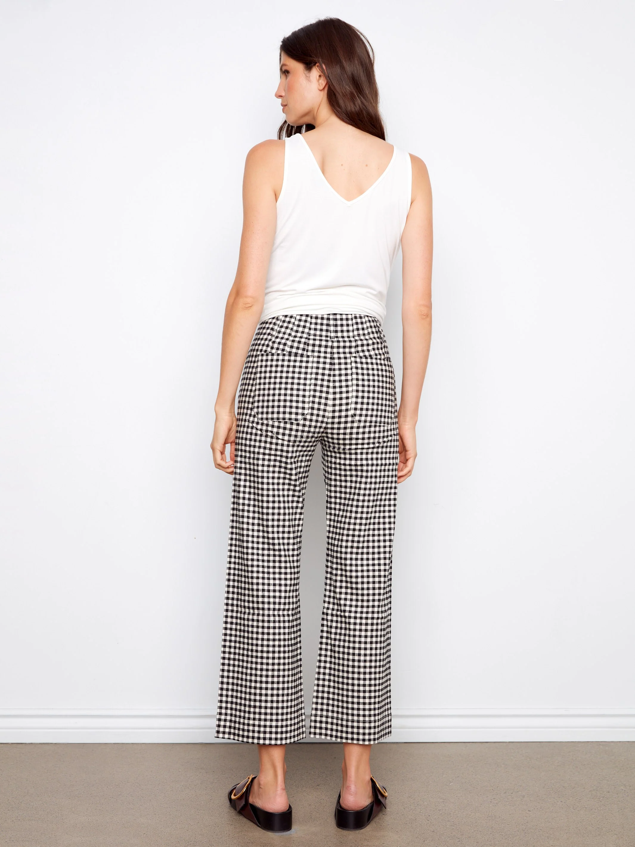 Gingham Cropped Linen Blend Pants - Vichy - Image 4