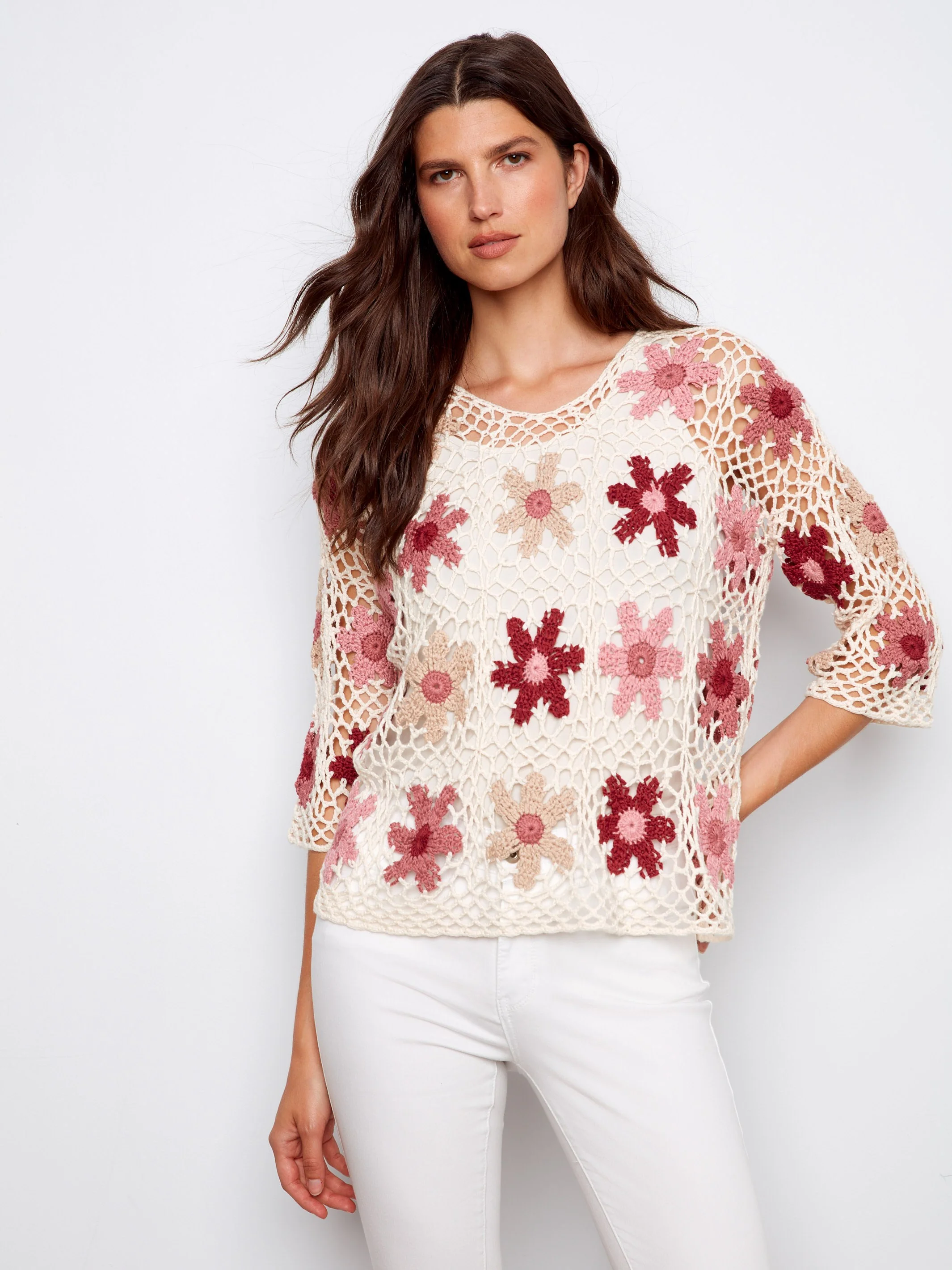 Floral Hand-Crochet Top - Carnation - Image 3