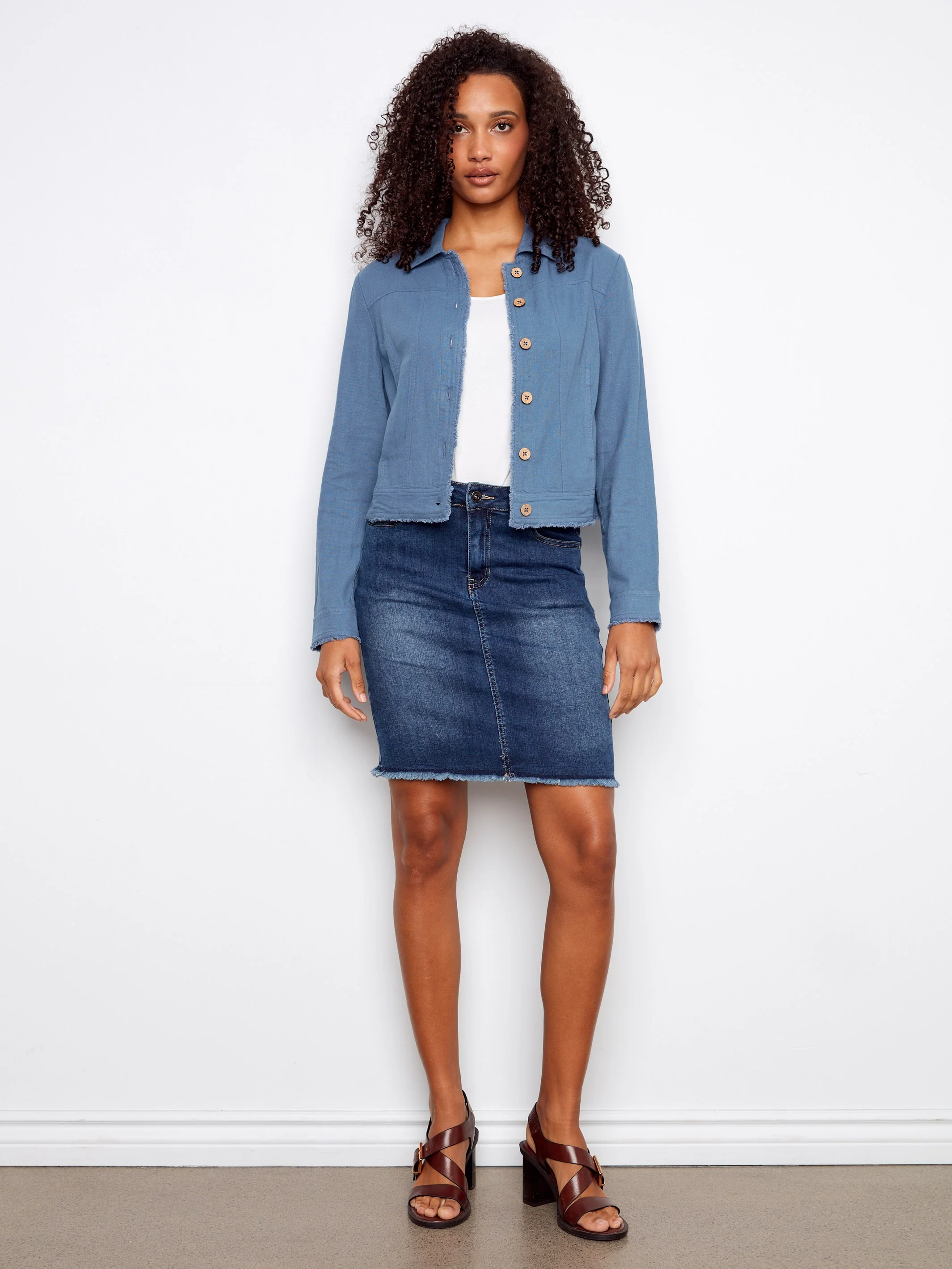 Linen Blend Jacket - Denim - Image 4