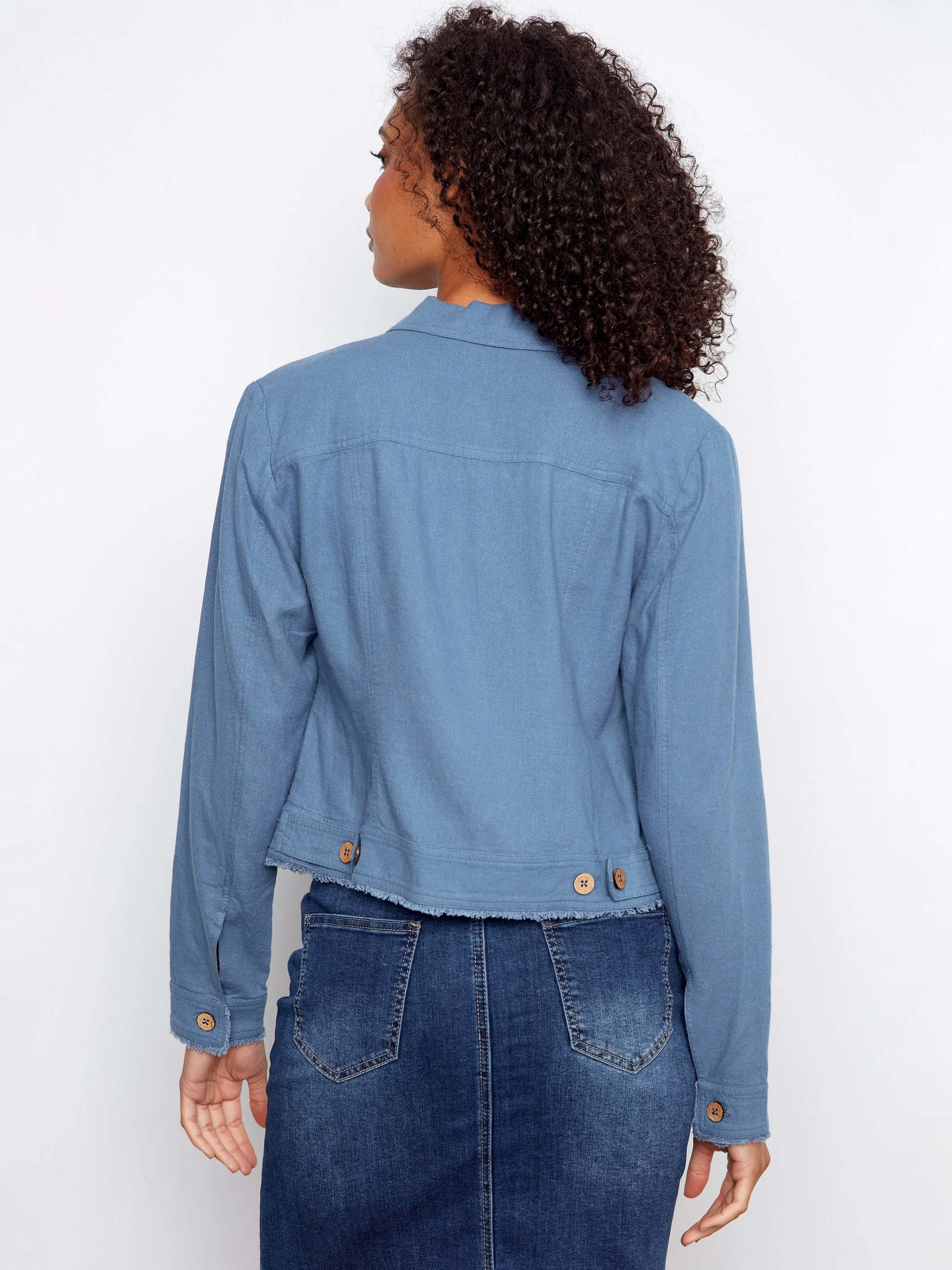 Linen Blend Jacket - Denim - Image 5
