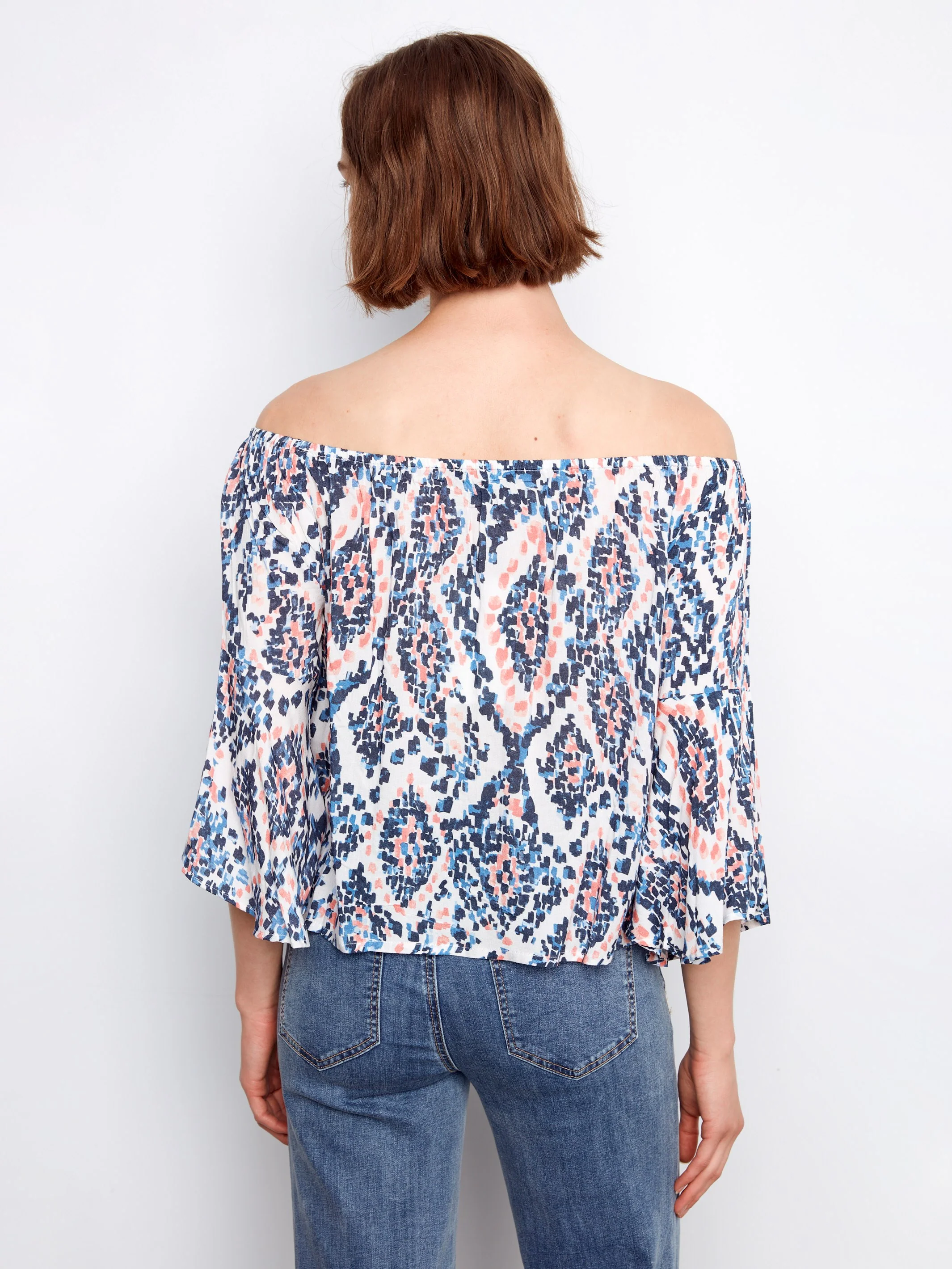 Printed 3/4 Sleeve Off-Shoulder Blous- Nomad - Image 5
