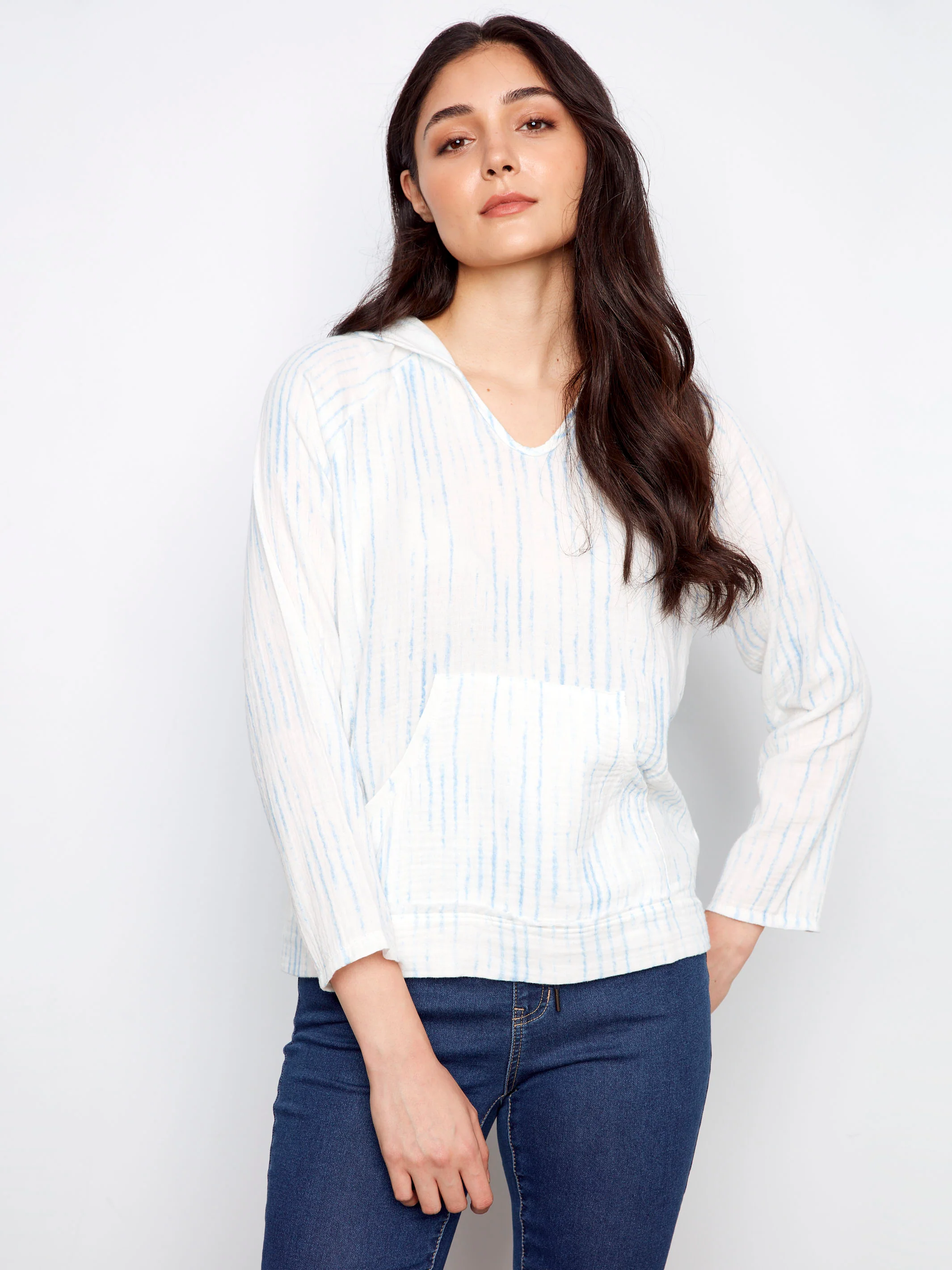 Printed Bubble Cotton Hoodie - Stripes
