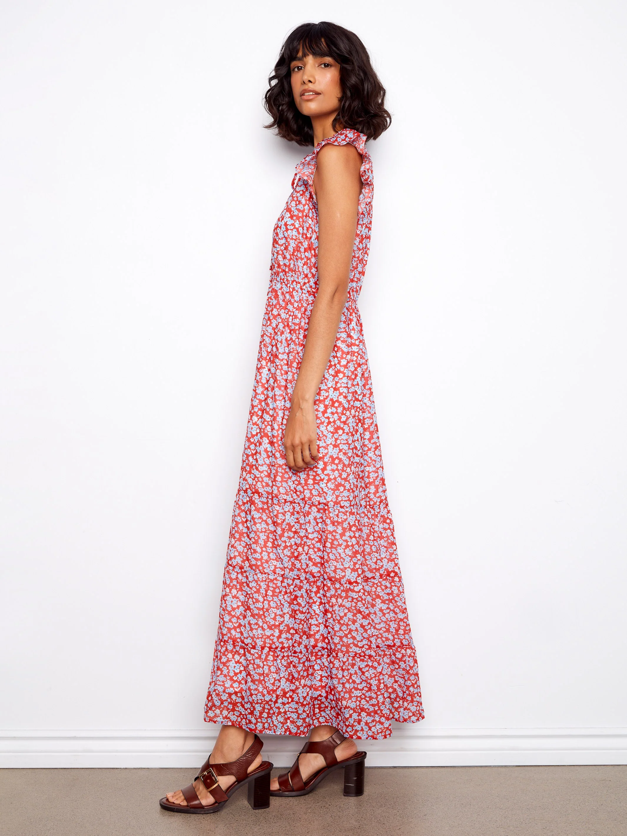 Printed Chiffon Sleeveless Maxi Dress - Dixie - Image 3