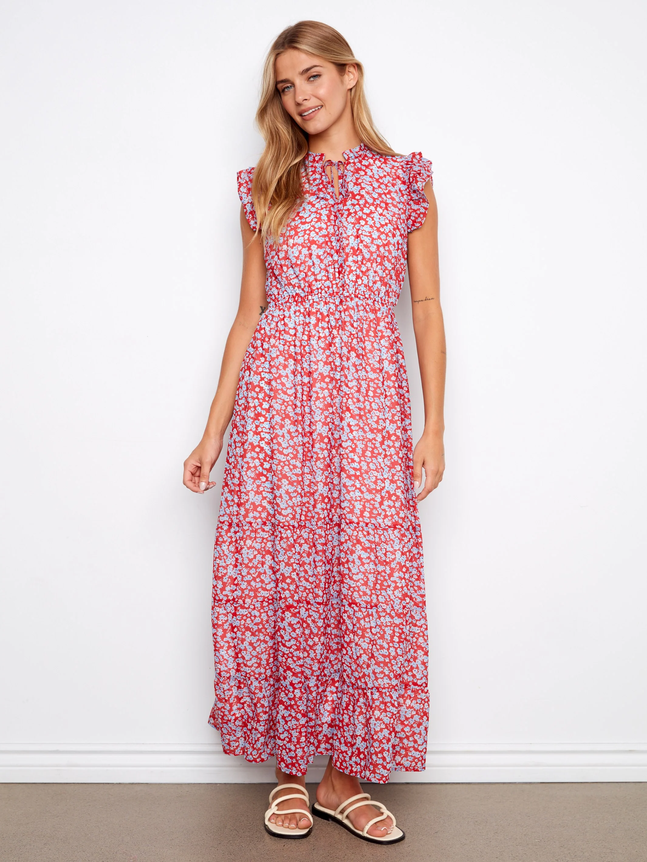 Printed Chiffon Sleeveless Maxi Dress - Dixie - Image 6