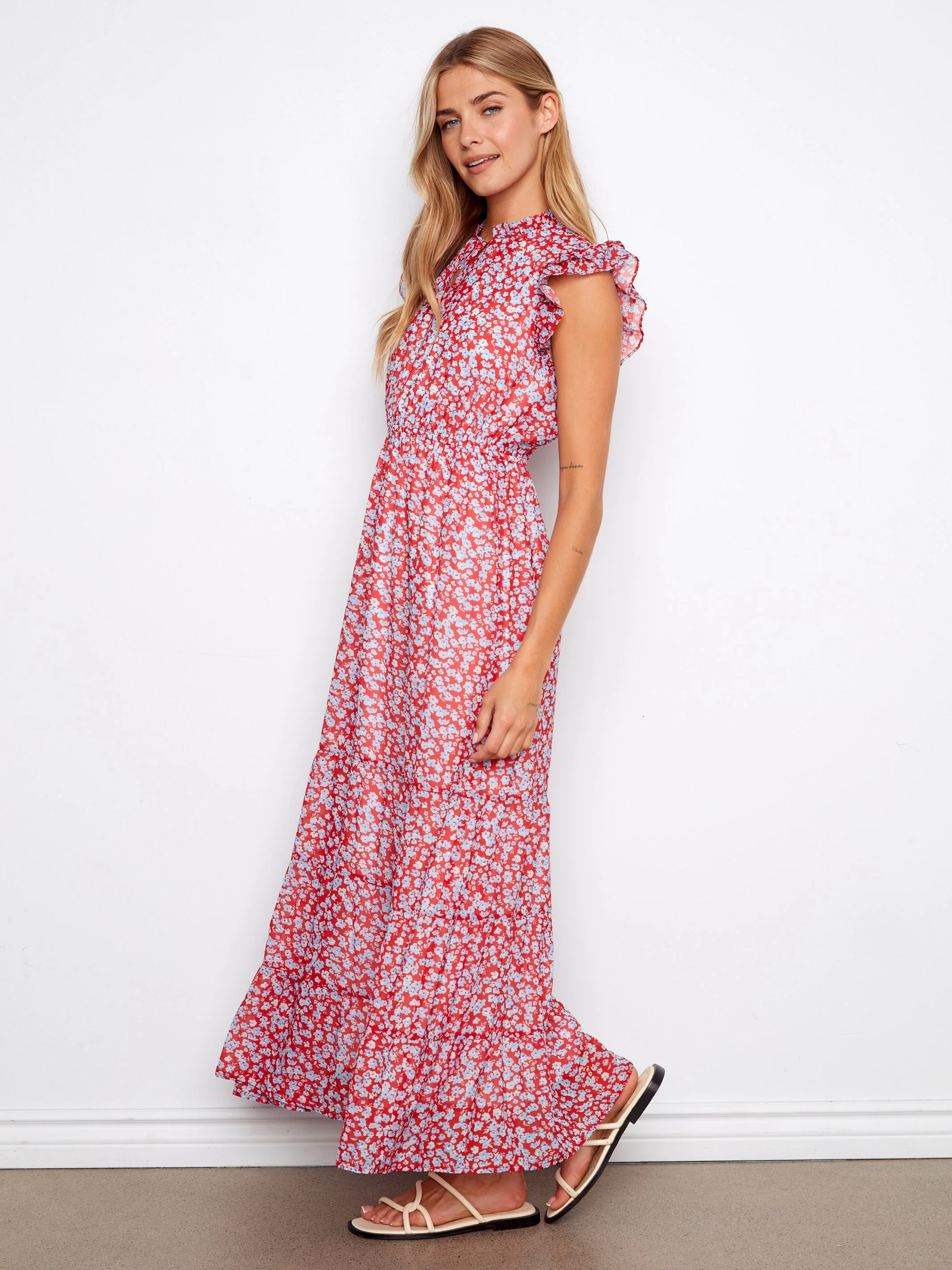 Printed Chiffon Sleeveless Maxi Dress - Dixie - Image 7
