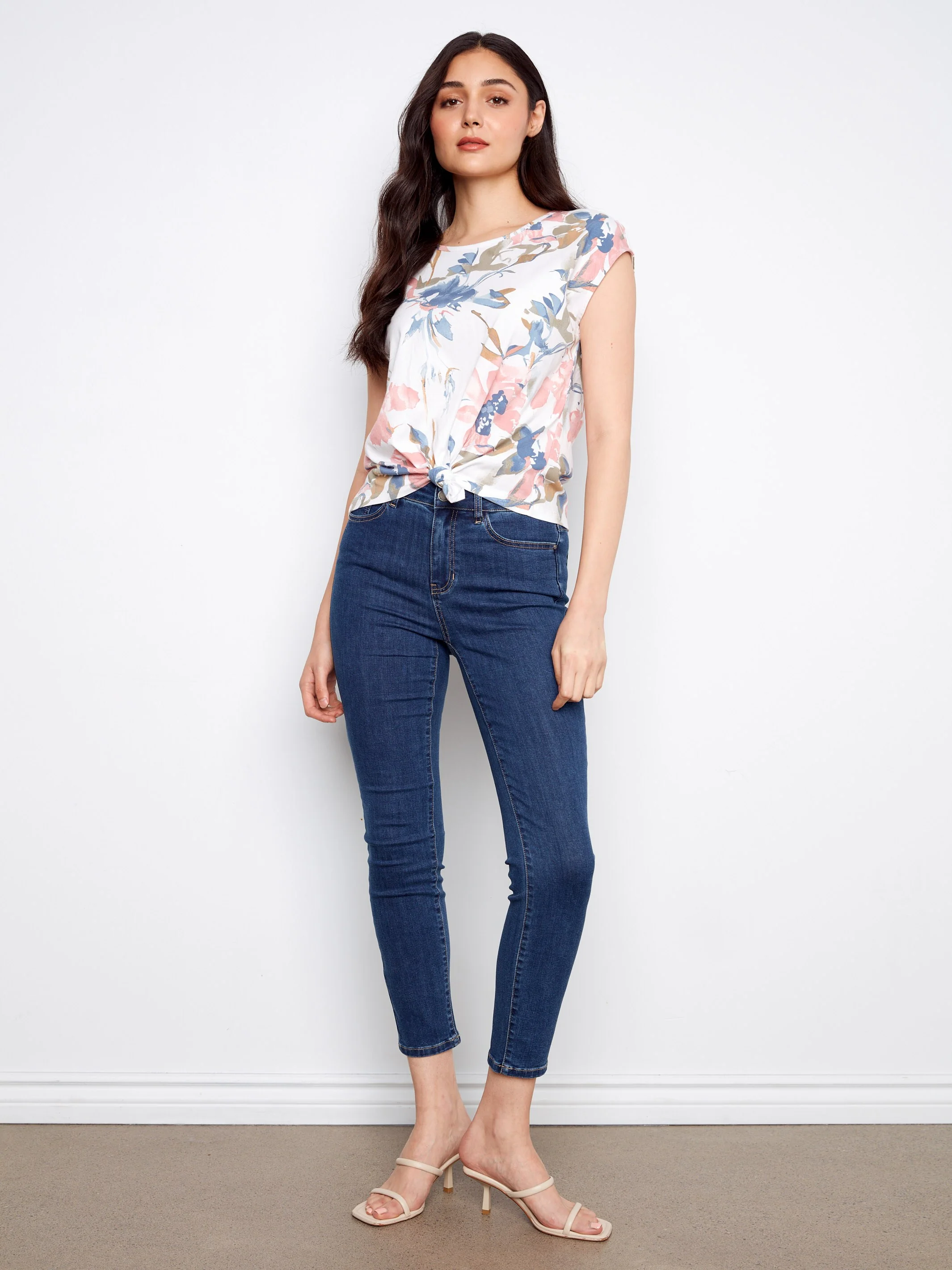 Printed Cotton Front Knot Top - Artist - Image 2