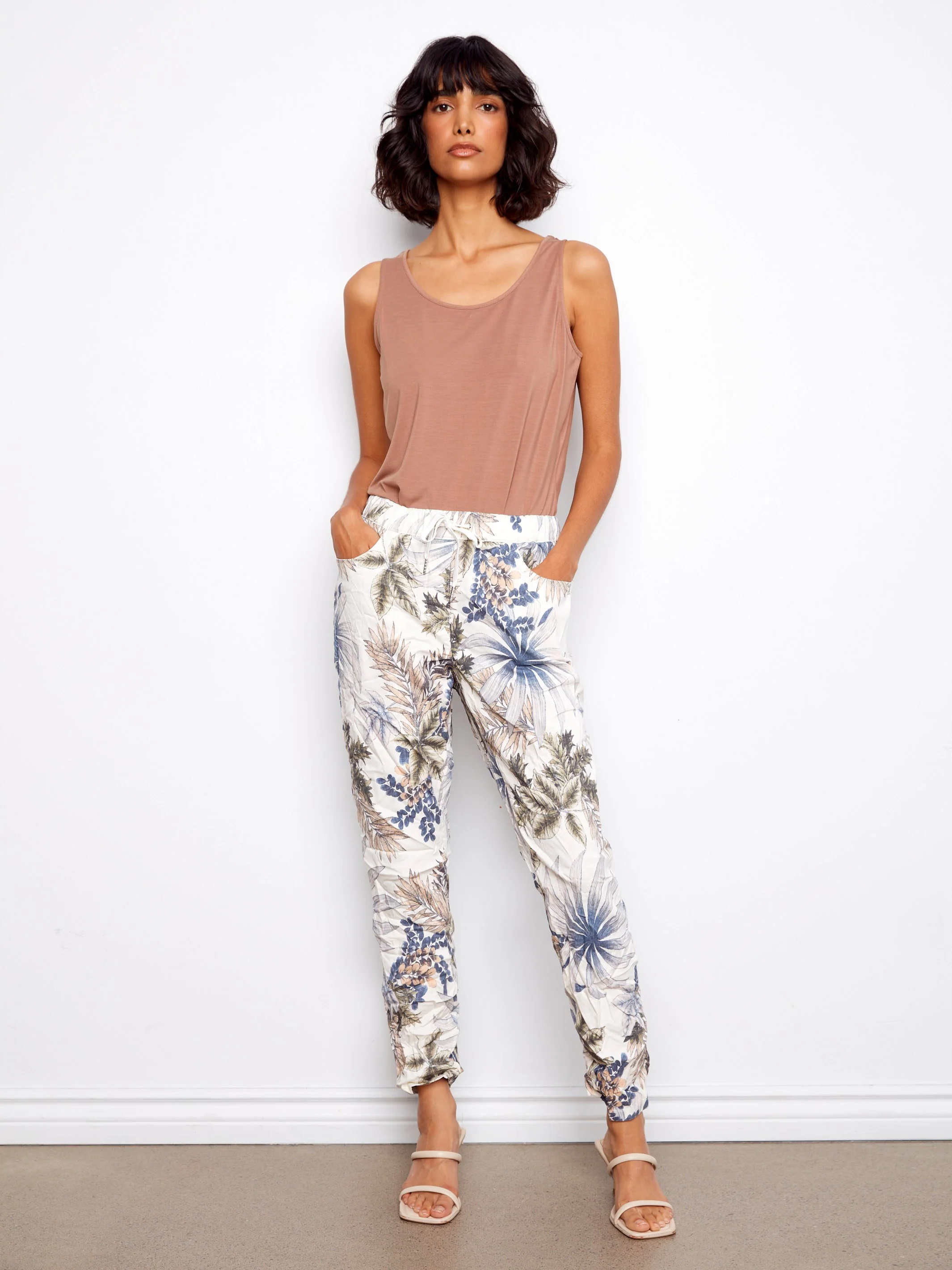 Printed Crinkle Jogger Pants - Hawaii