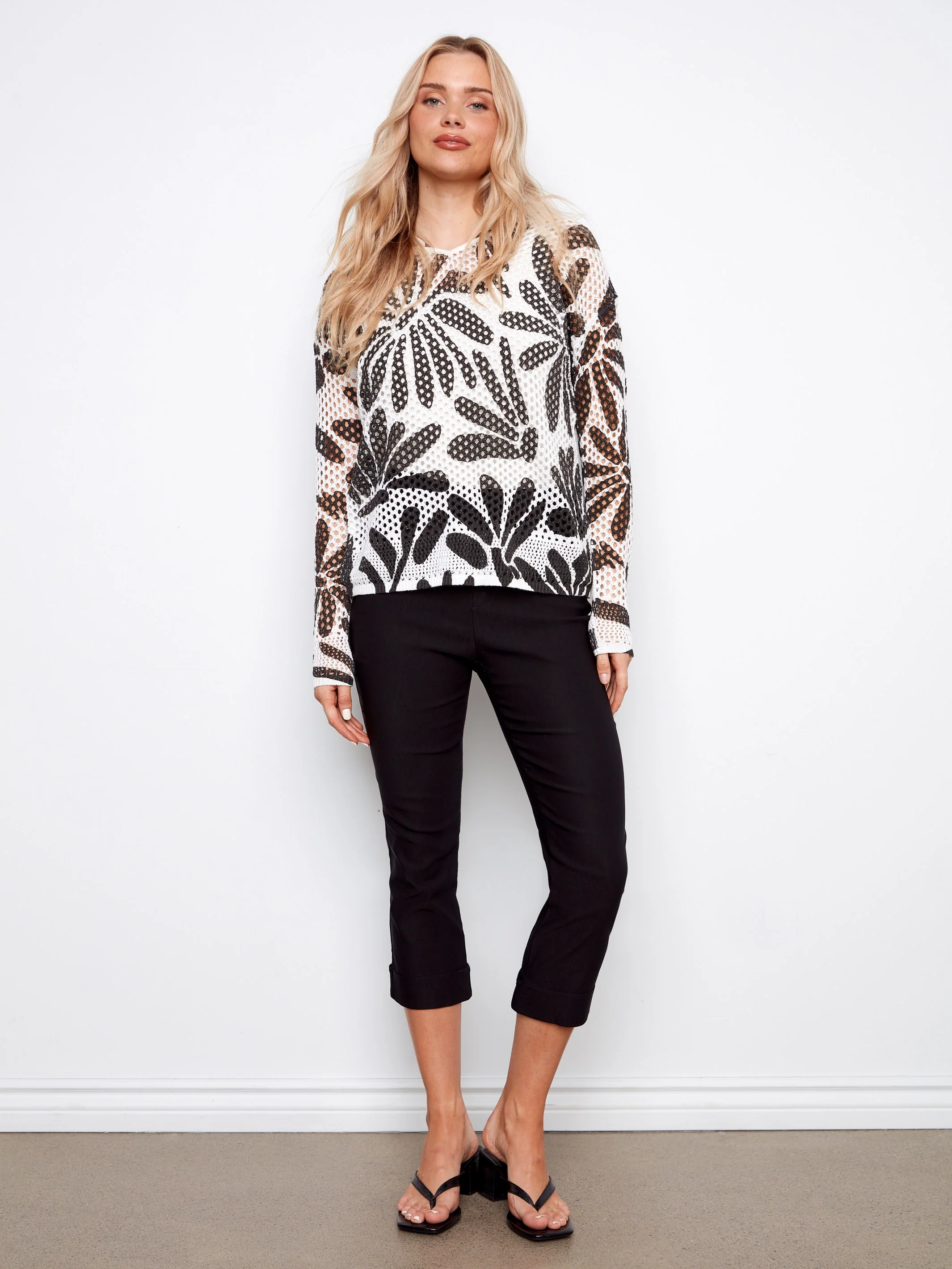 Printed Fishnet Crochet Hoodie Sweater - Darcy - Image 5