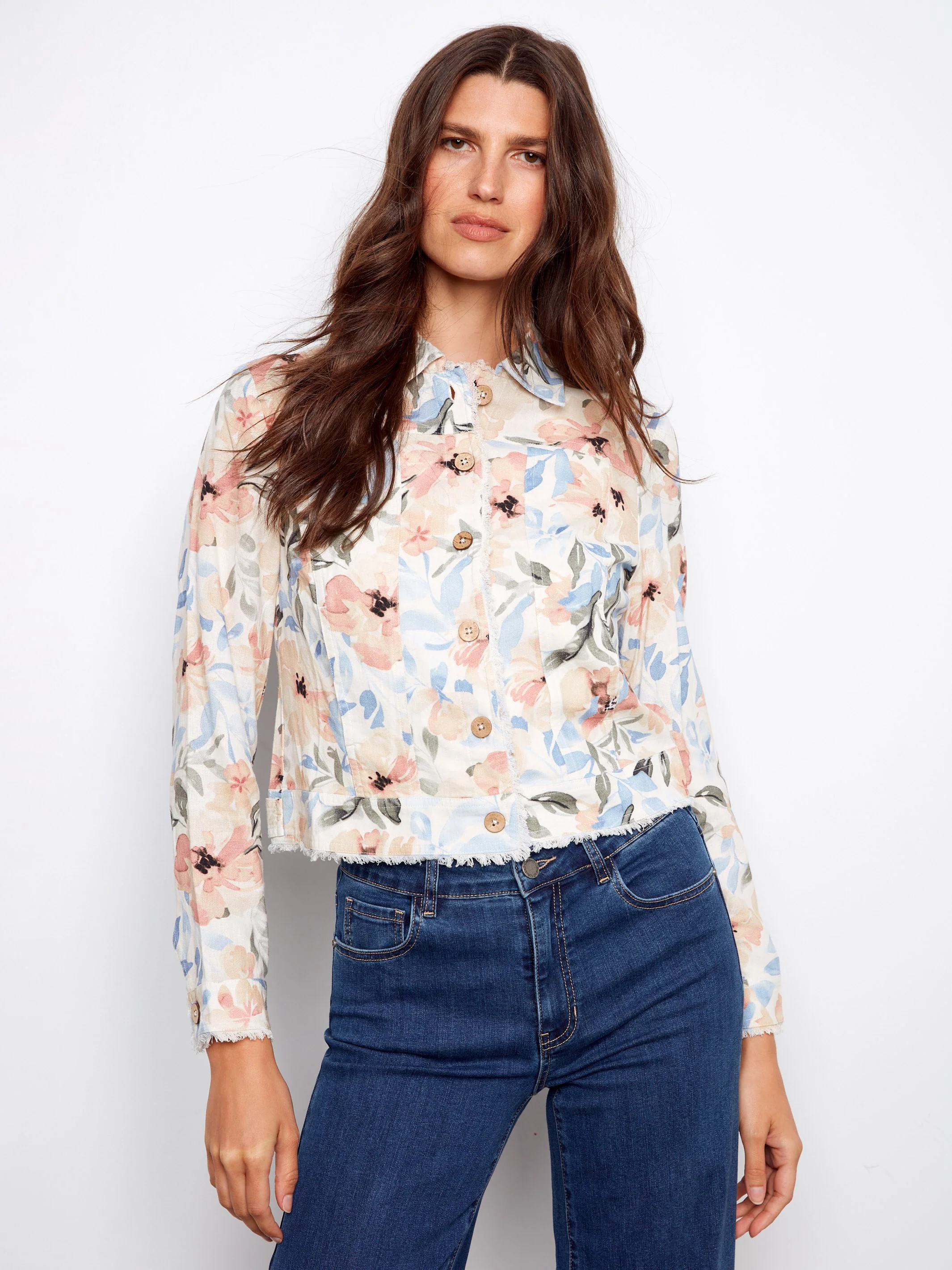 Printed Linen Blend Jacket - Aurelia - Image 8