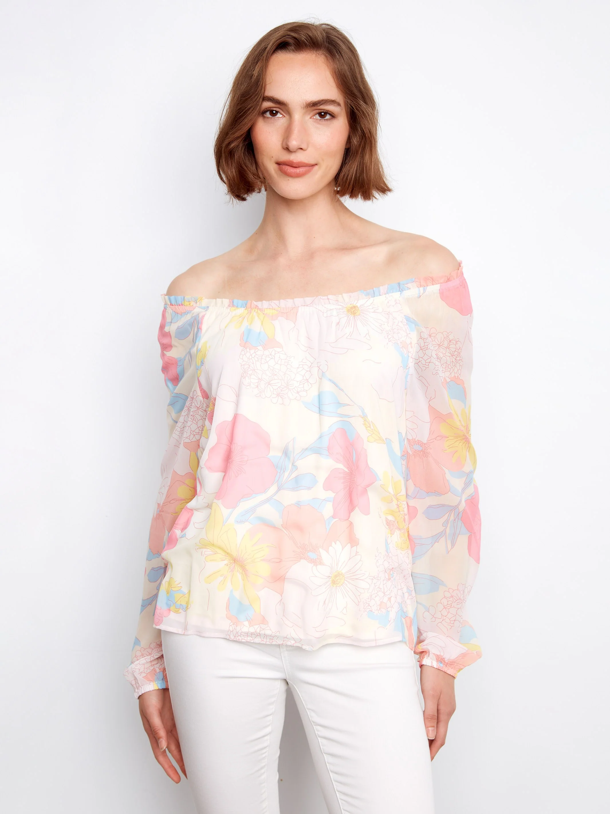 Printed Off-Shoulder Blouse - Romantic