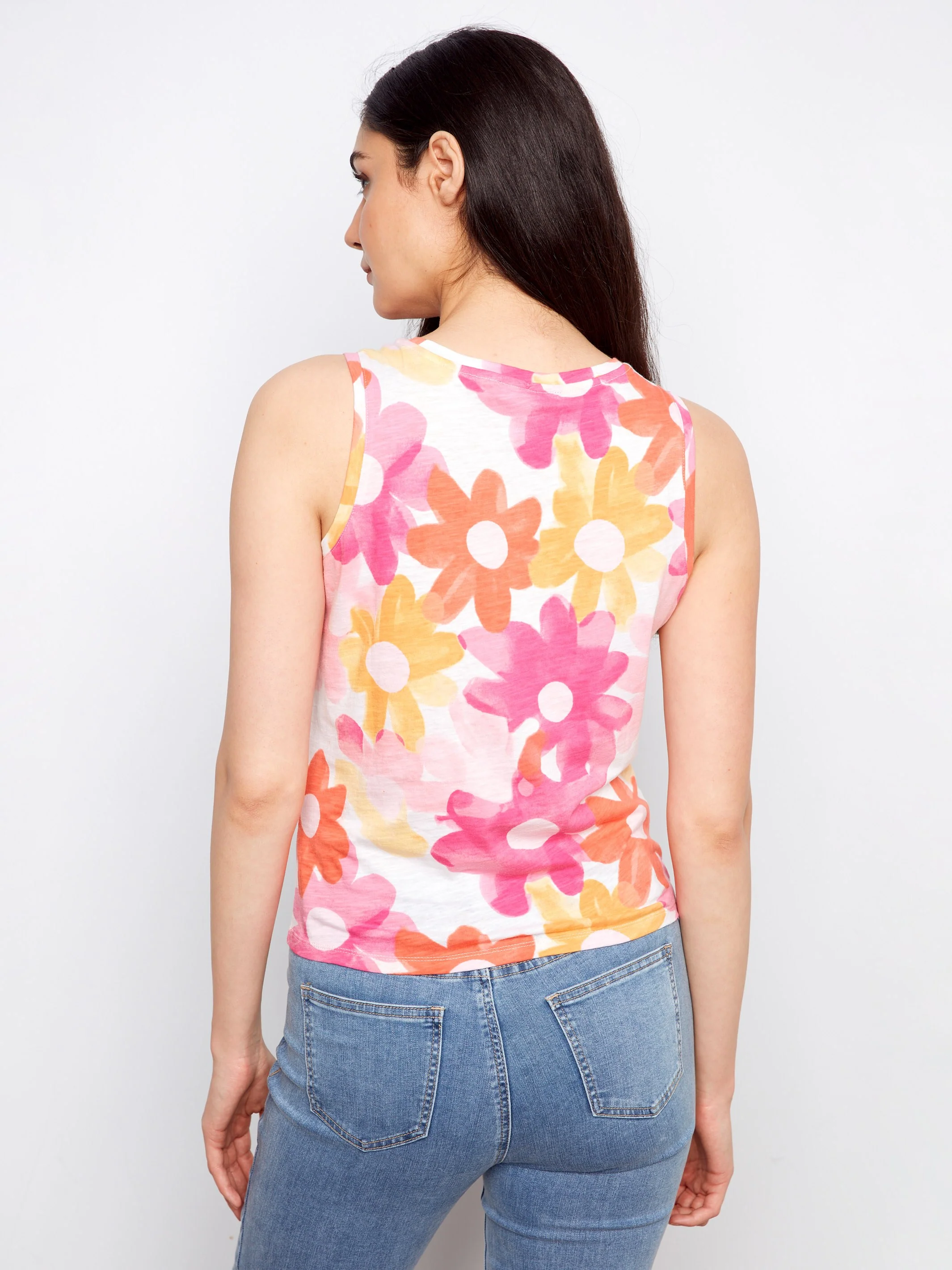 Printed Organic Cotton Tank Top with Knot Detail - Dandy - Image 4