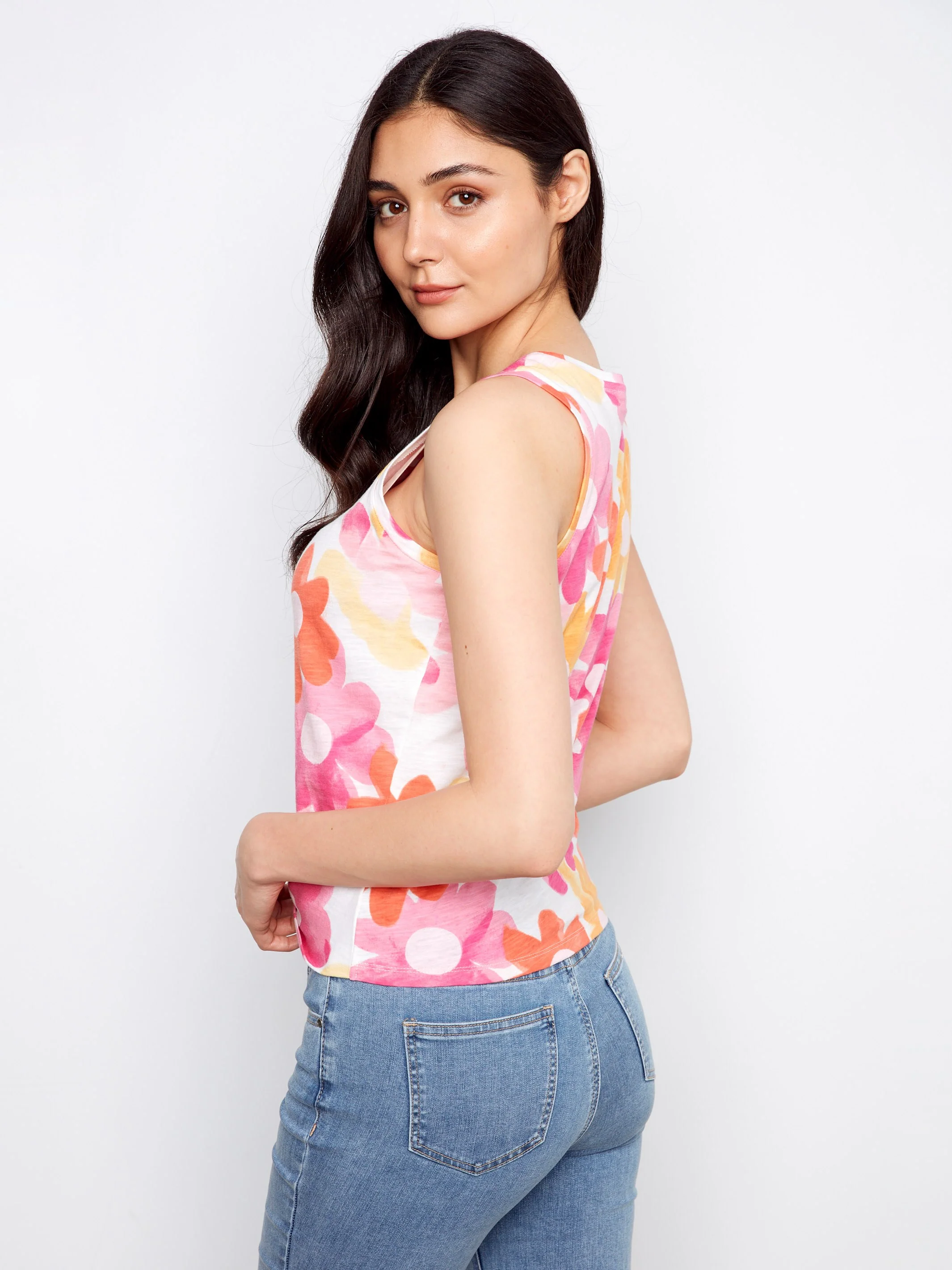 Printed Organic Cotton Tank Top with Knot Detail - Dandy - Image 5