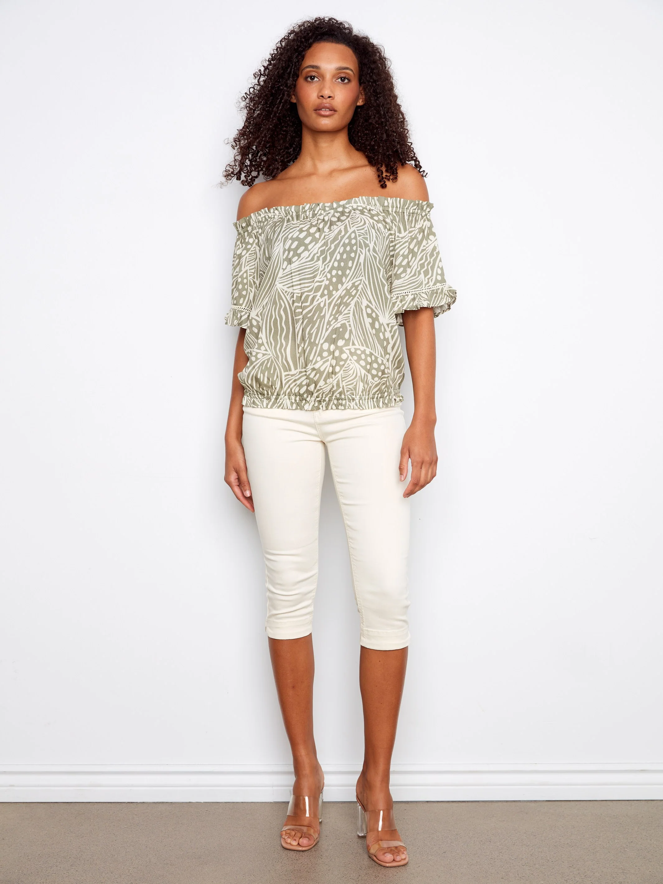 Printed Short Sleeve Off-Shoulder Blouse - Prisma - Image 2