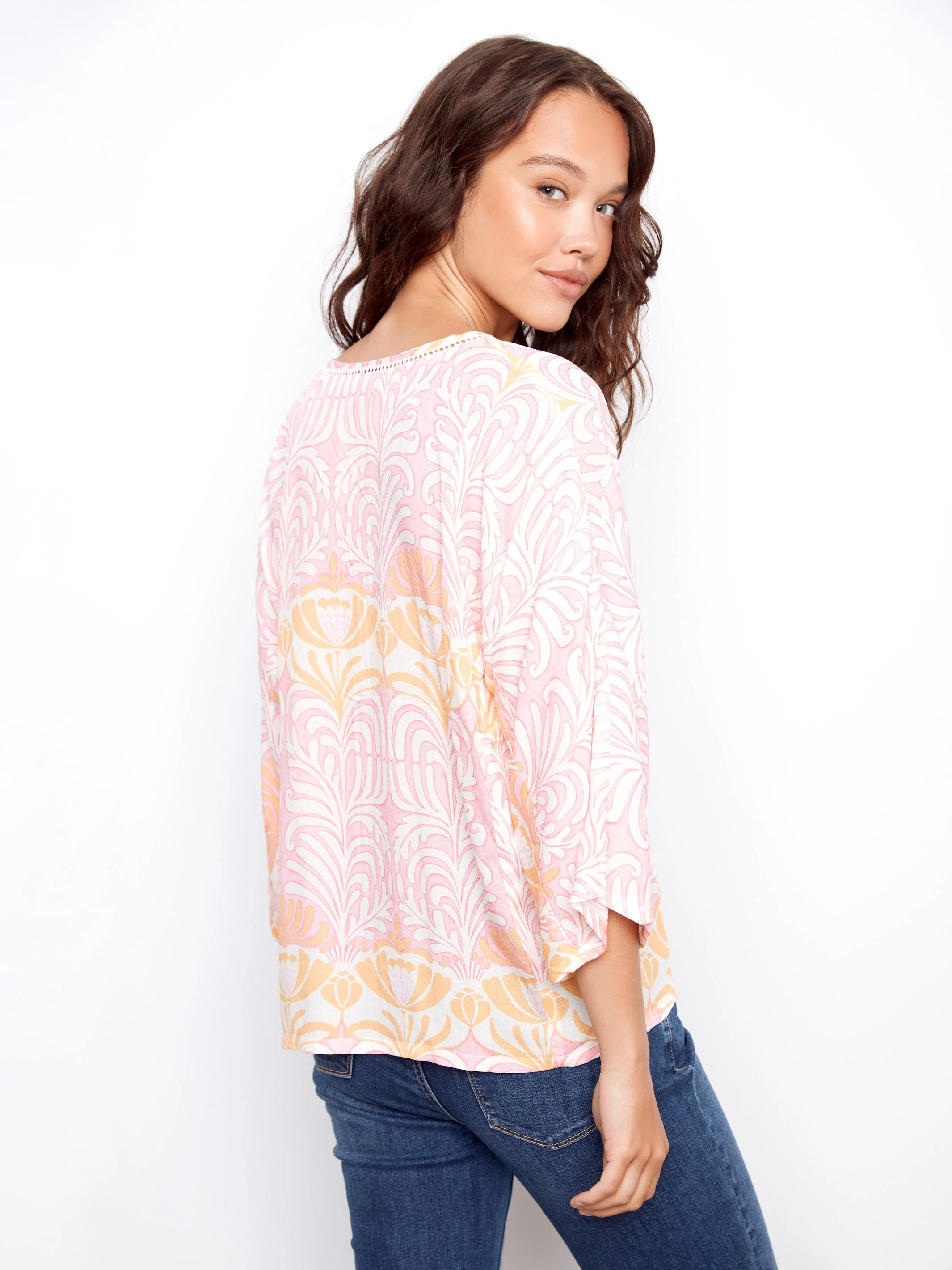 Printed Viscose Blouse With Front Button Detail - Maeva - Image 6