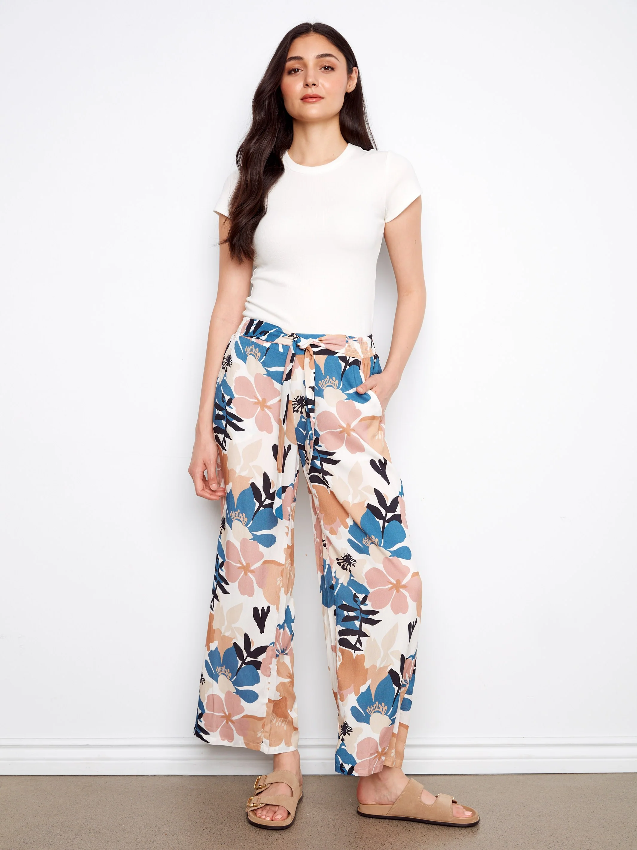 Printed Wide Leg Pants - Floralis