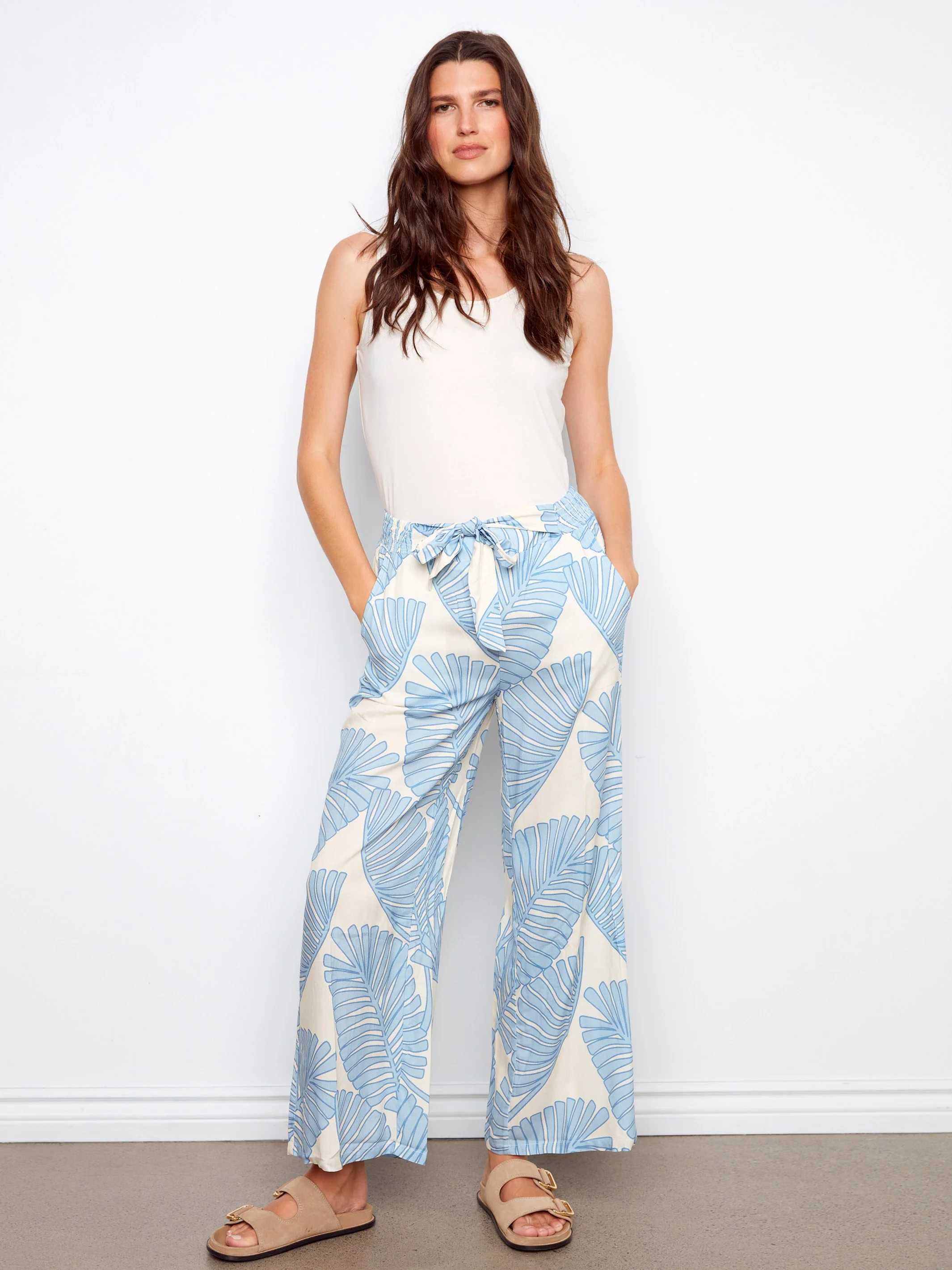 Printed Wide Leg Pants - Lush