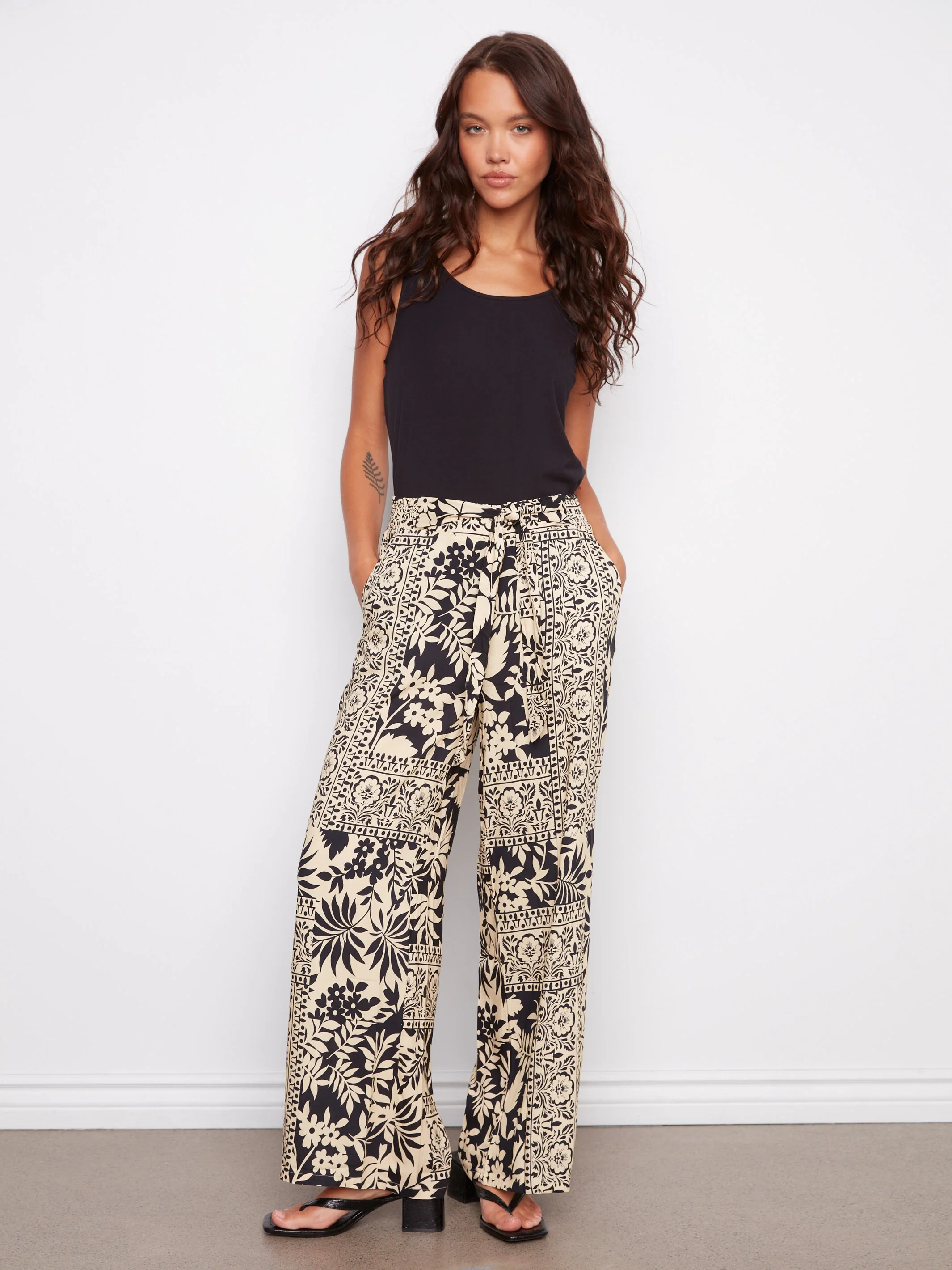 Printed Wide Leg Pants - Abstract