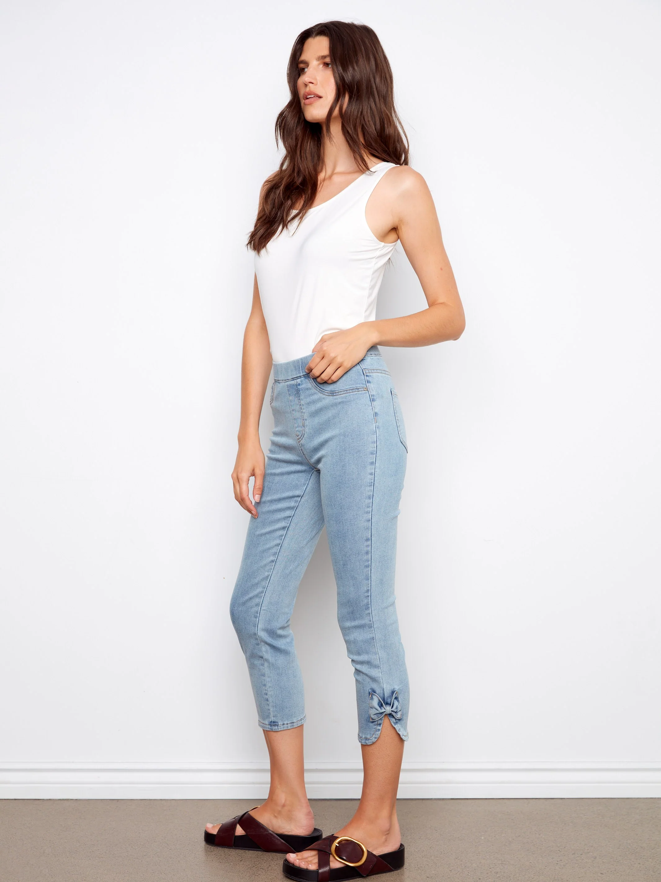Pull-On Jeans With Bow Detail - Light Blue - Image 3