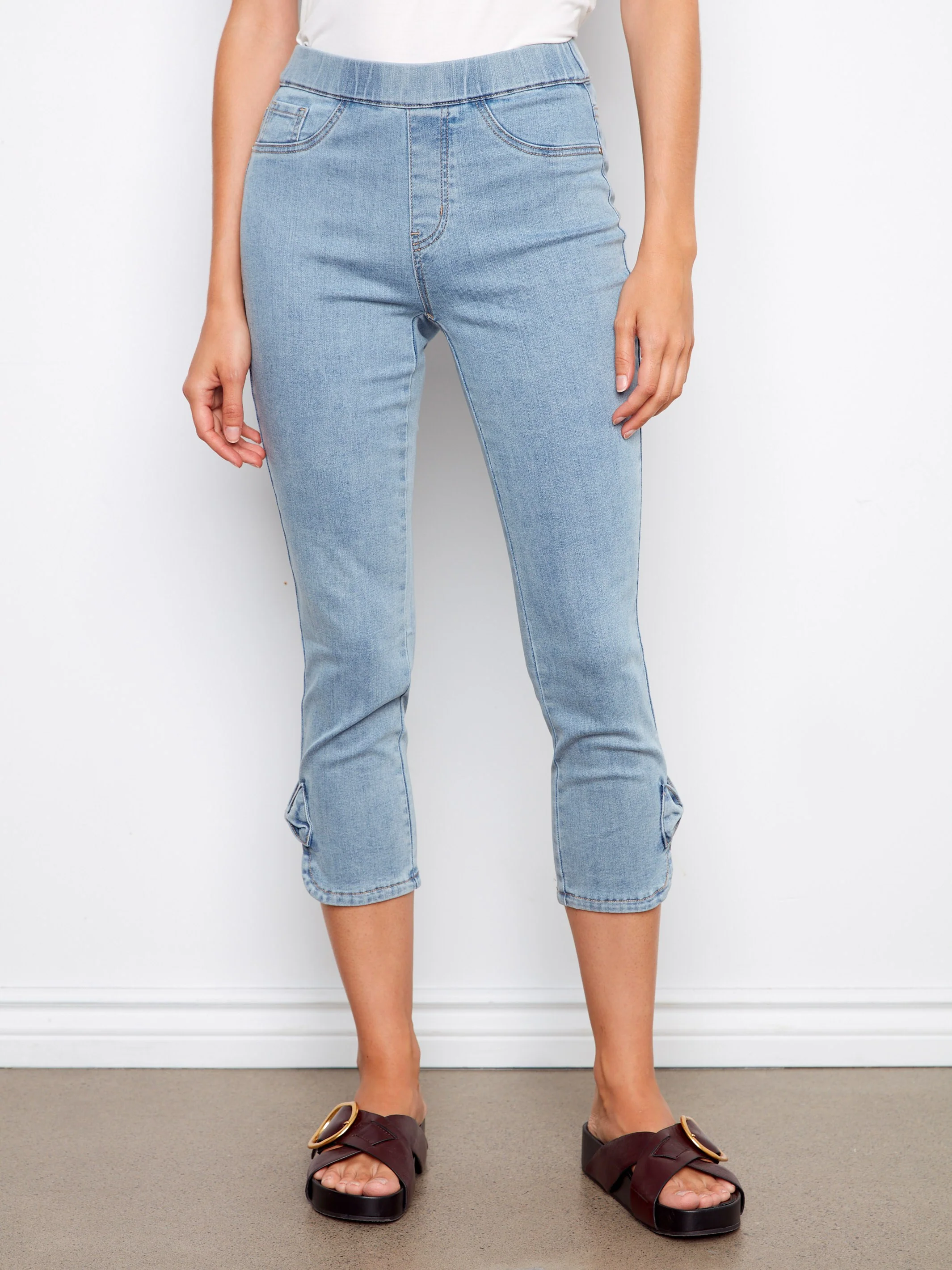 Pull-On Jeans With Bow Detail - Light Blue - Image 6