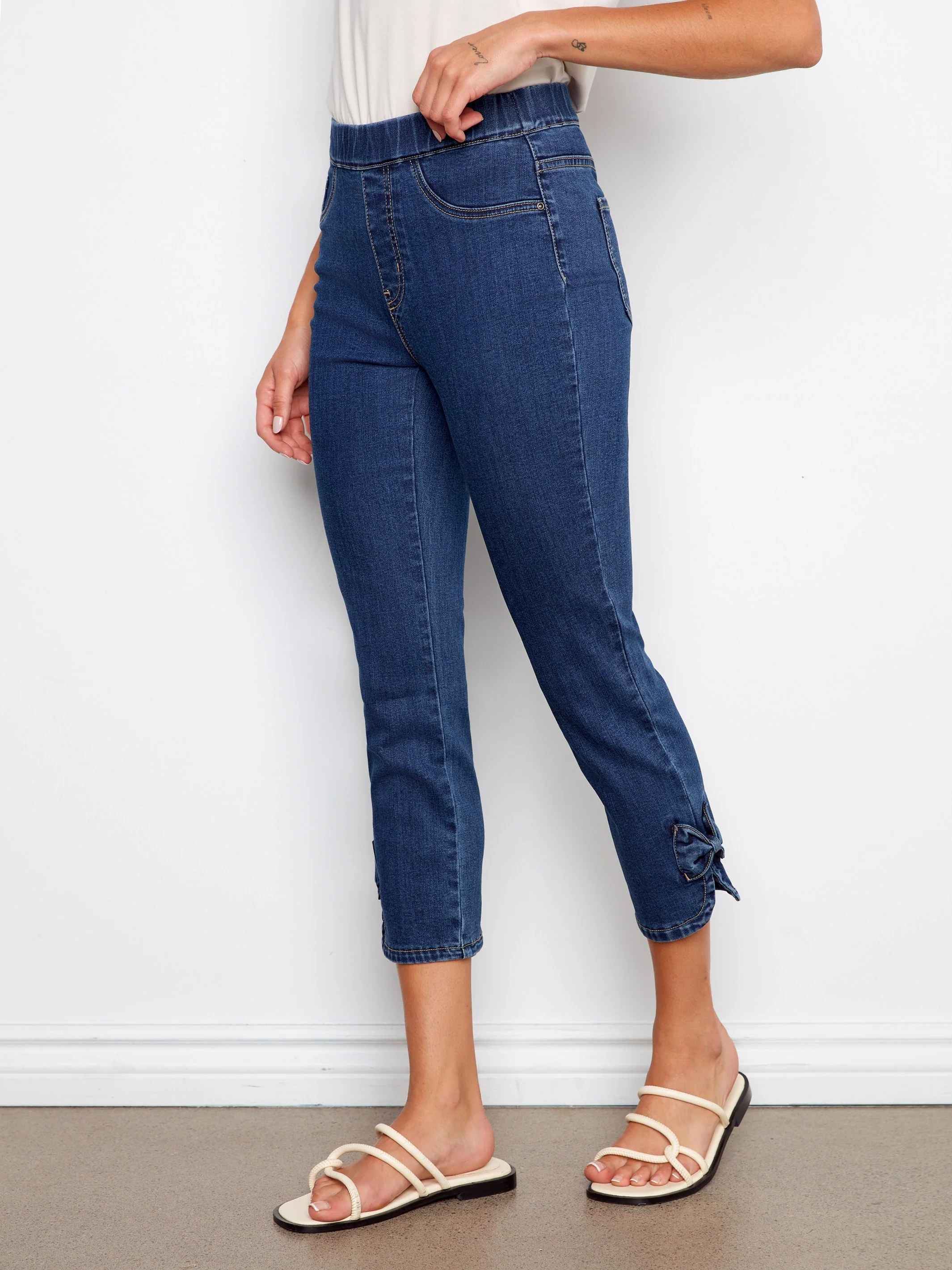 Pull-On Jeans With Bow Detail - Indigo - Image 2