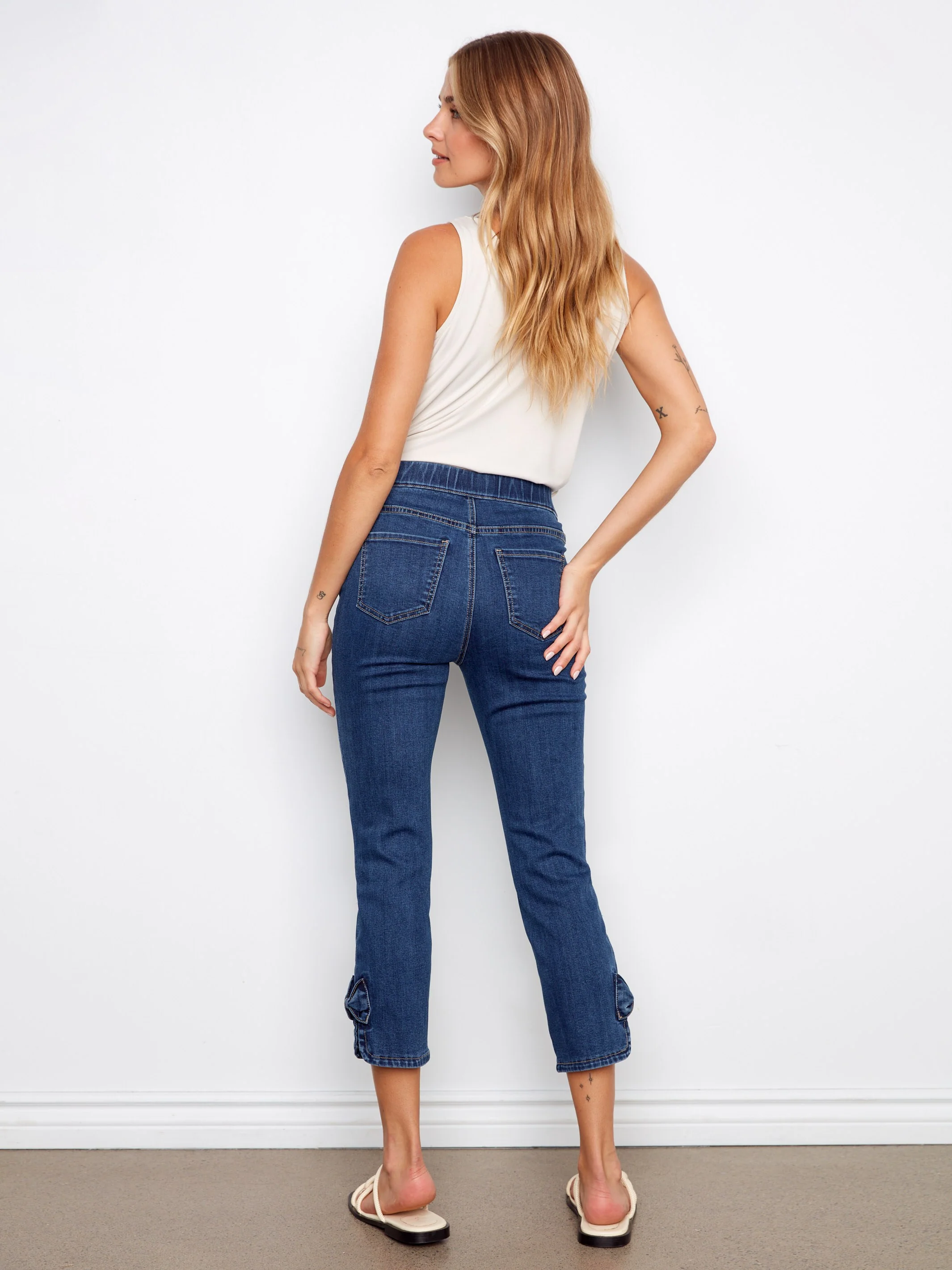 Pull-On Jeans With Bow Detail - Indigo - Image 4