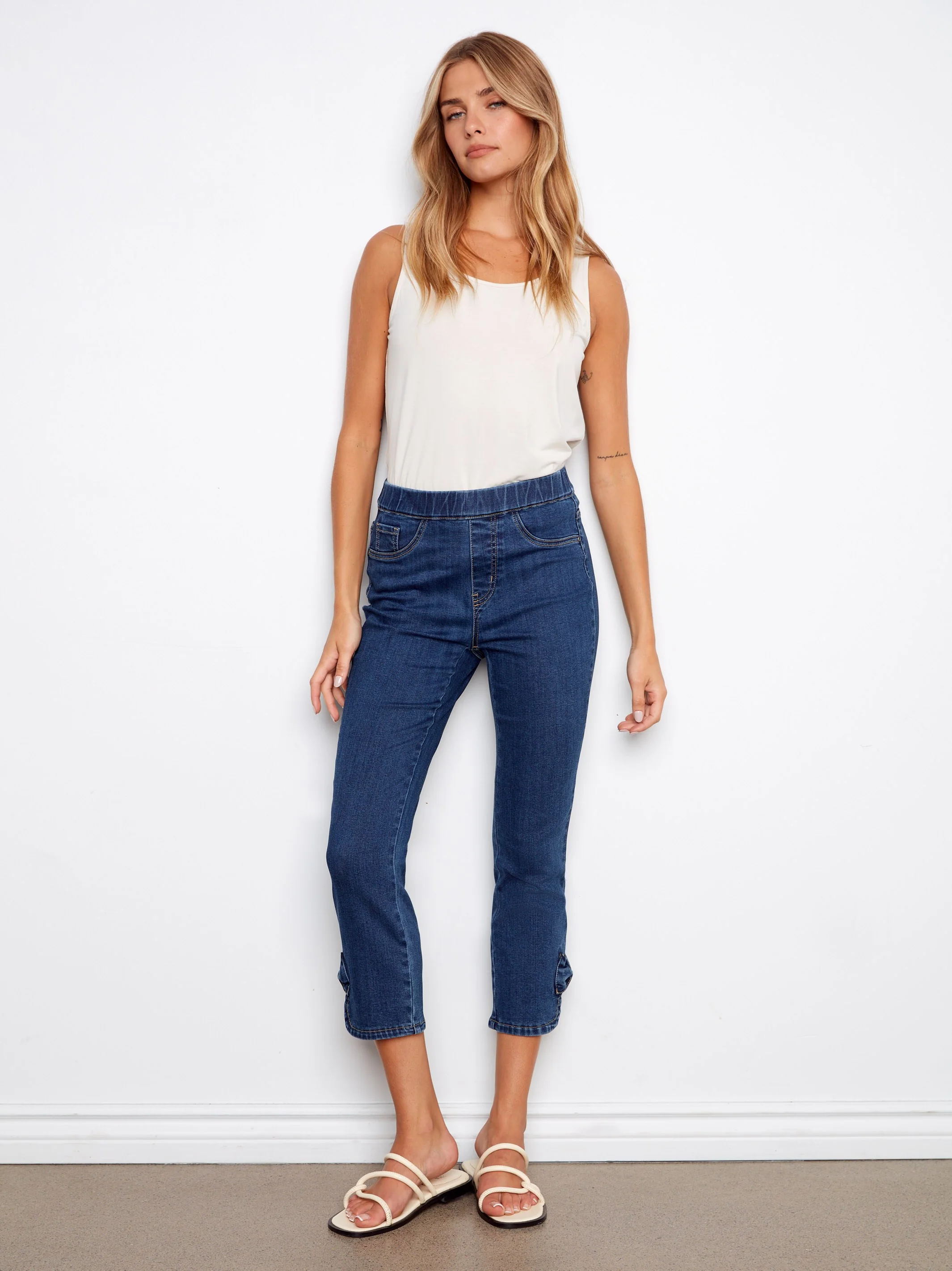 Pull-On Jeans With Bow Detail - Indigo - Image 6