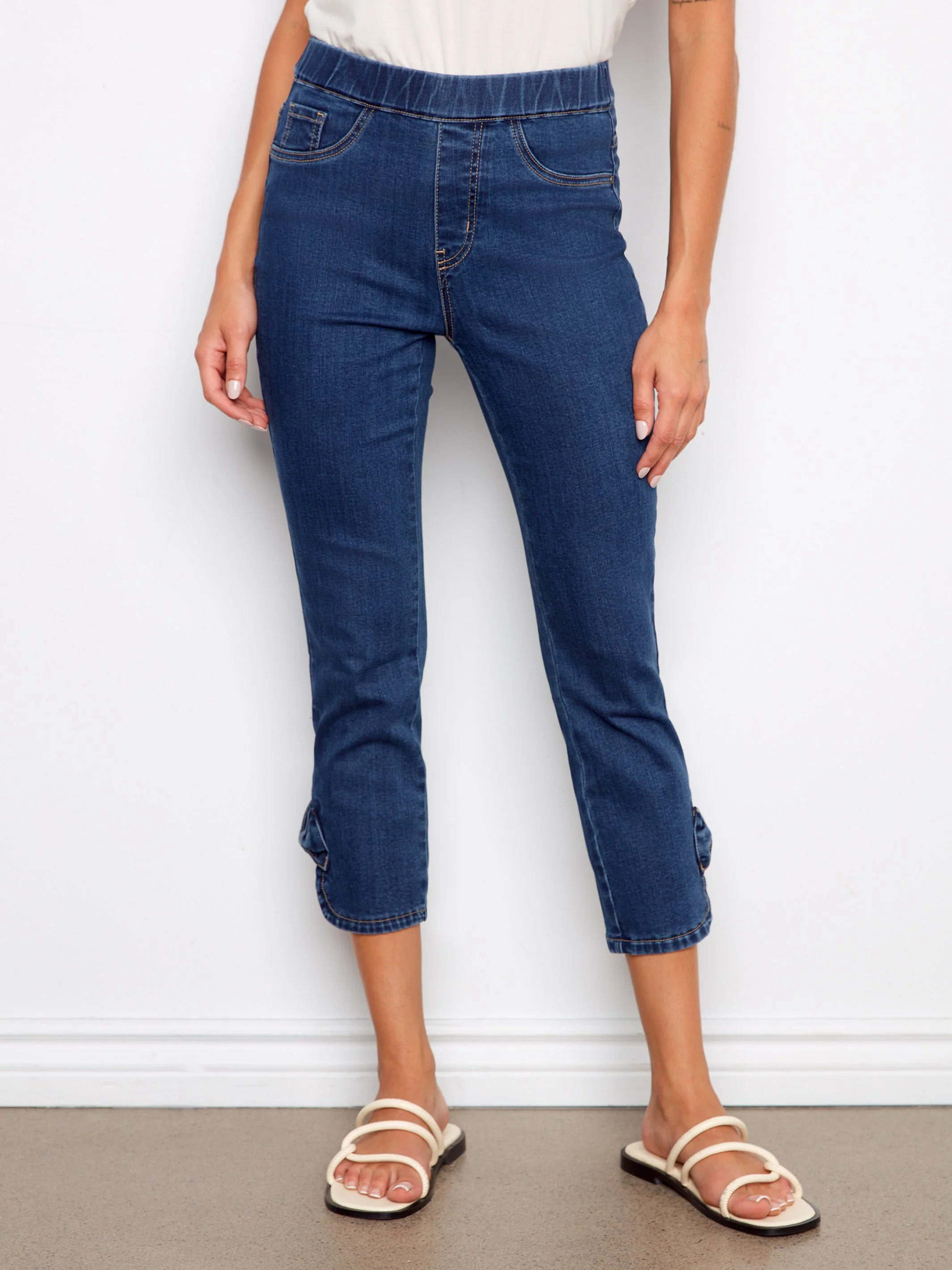 Pull-On Jeans With Bow Detail - Indigo - Image 7