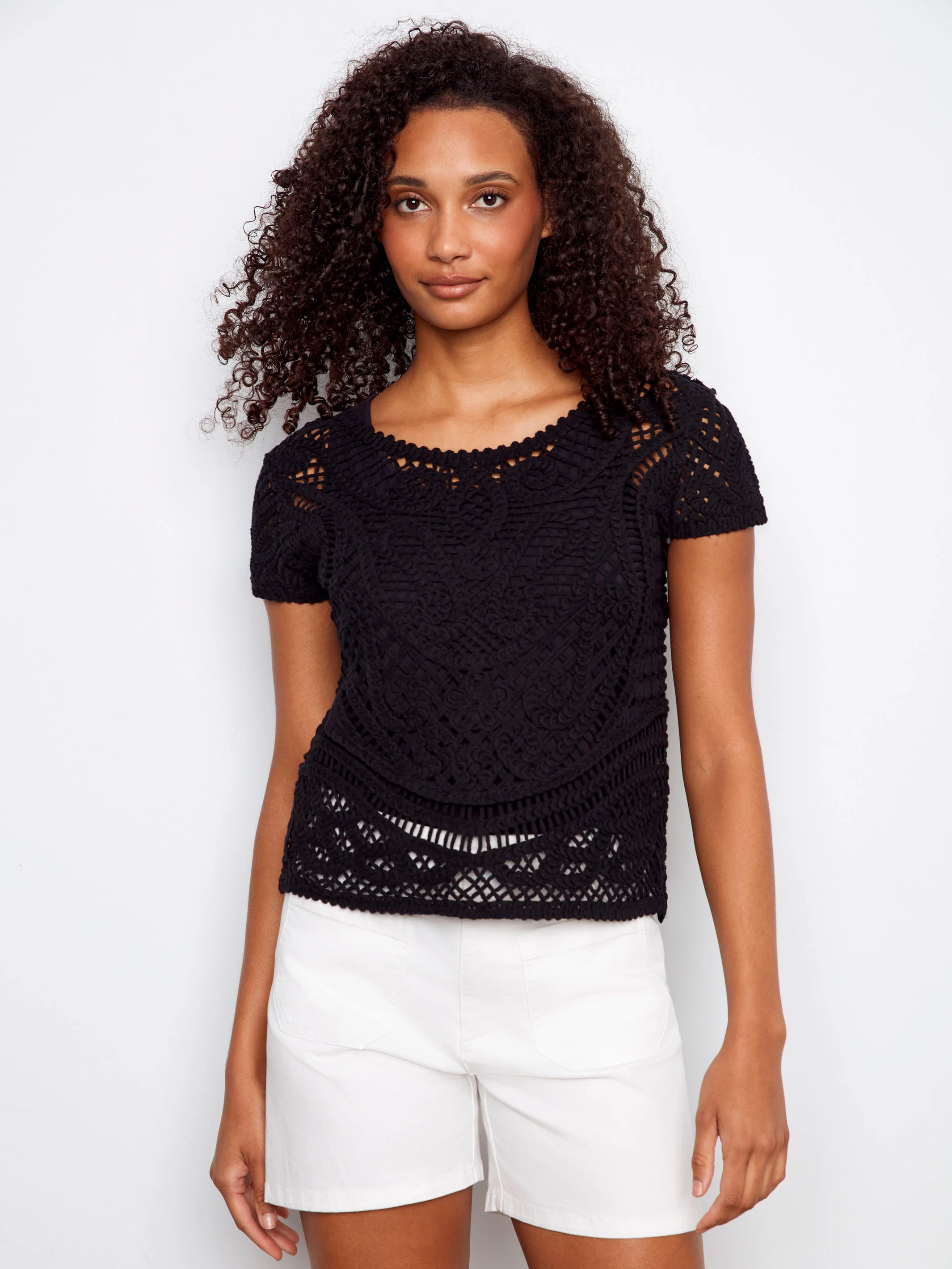 Reversible Cotton Crochet Top - Black