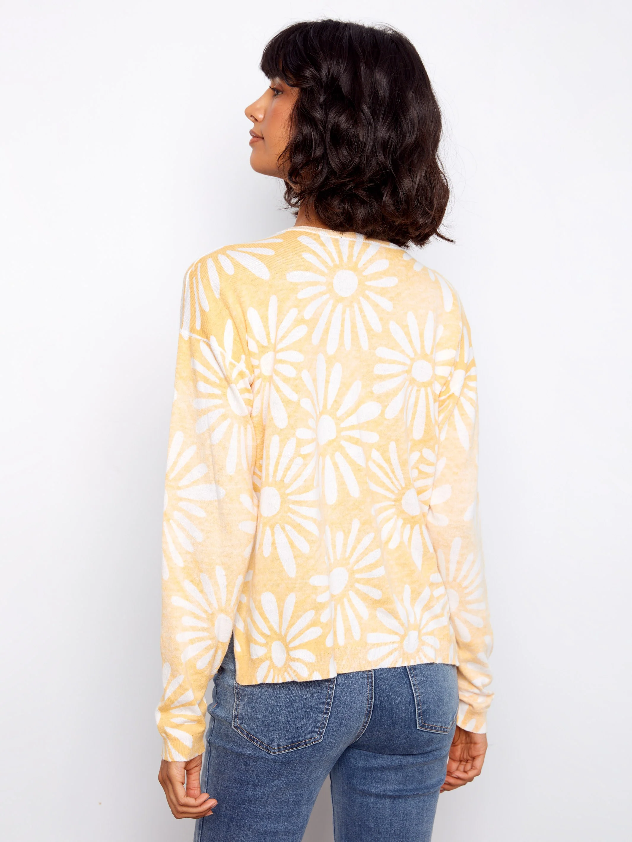 Reversible Printed V-Neck Sweater - Sunkiss - Image 6