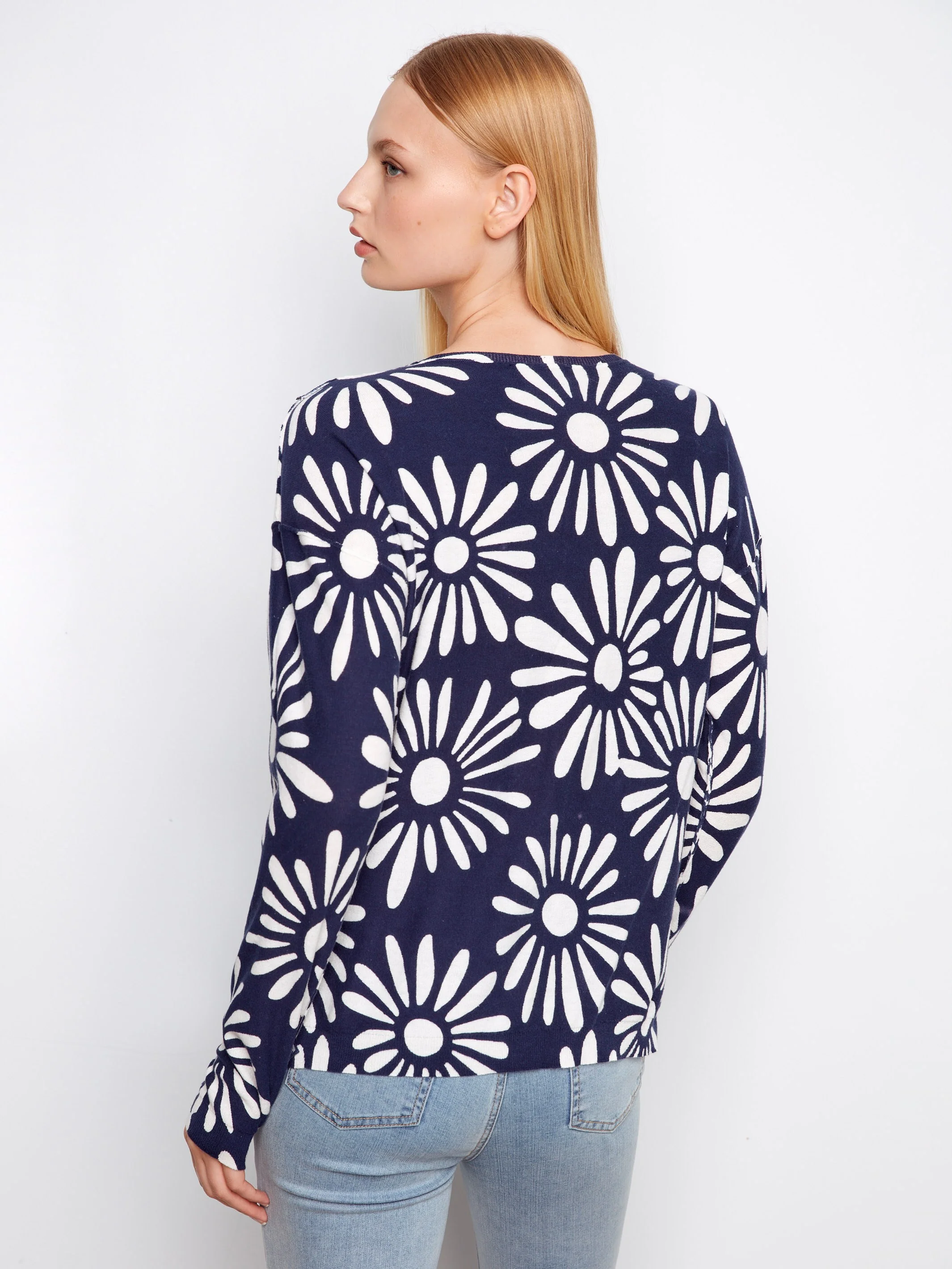 Reversible Printed V-Neck Sweater - Nautic - Image 4