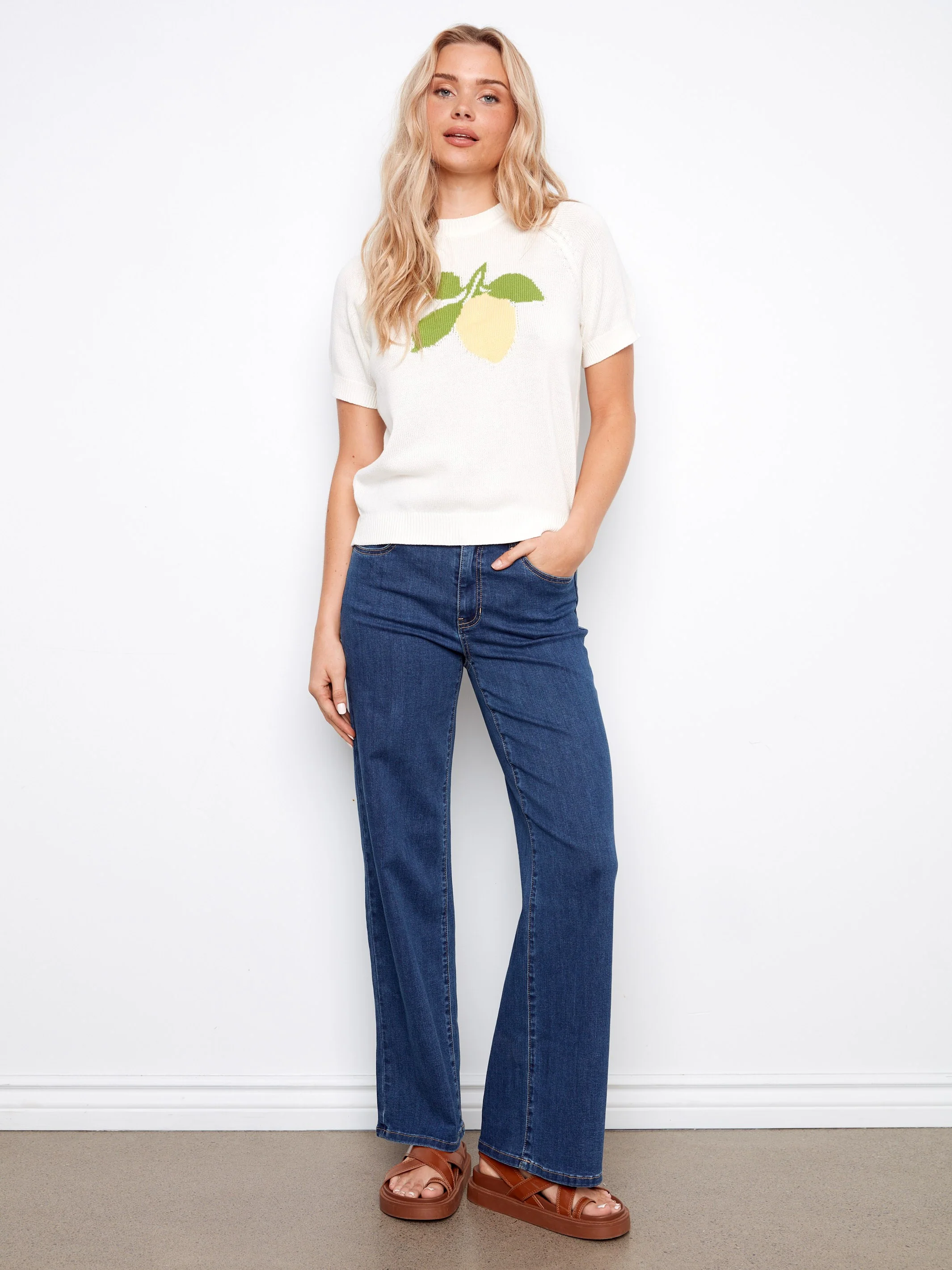 Short Sleeve Cotton Knit Top - White - Image 3