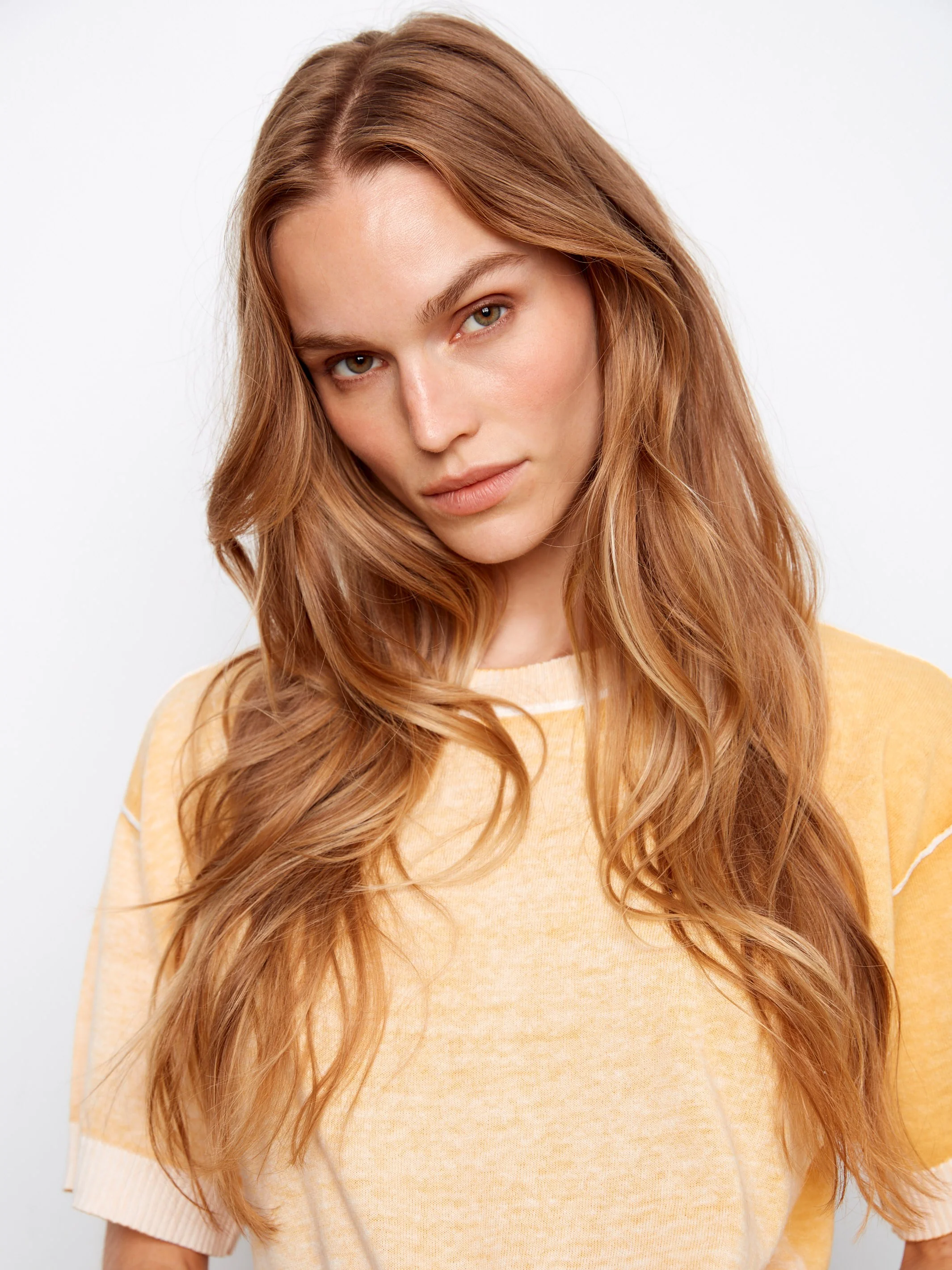 Short Sleeve Reverse Print Sweater - Sunshine - Image 3