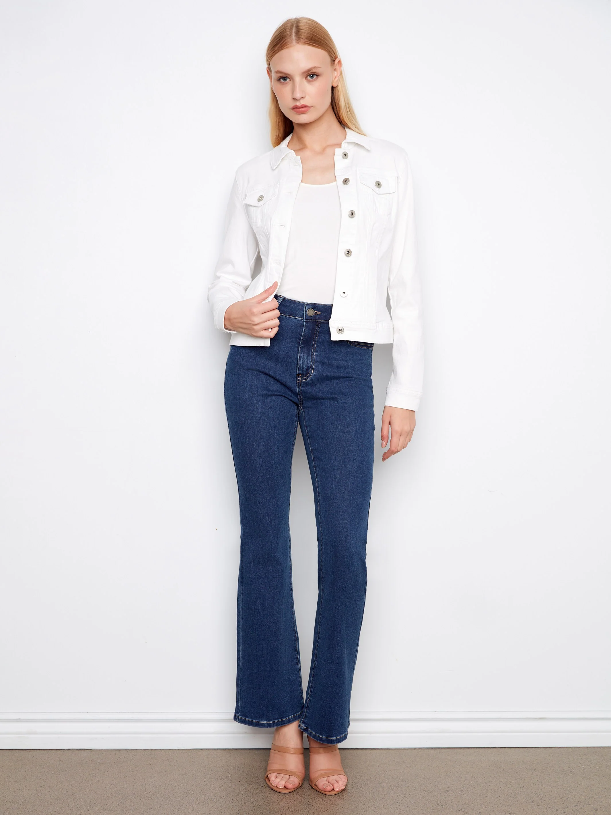 Stretch Denim Jacket - White - Image 2