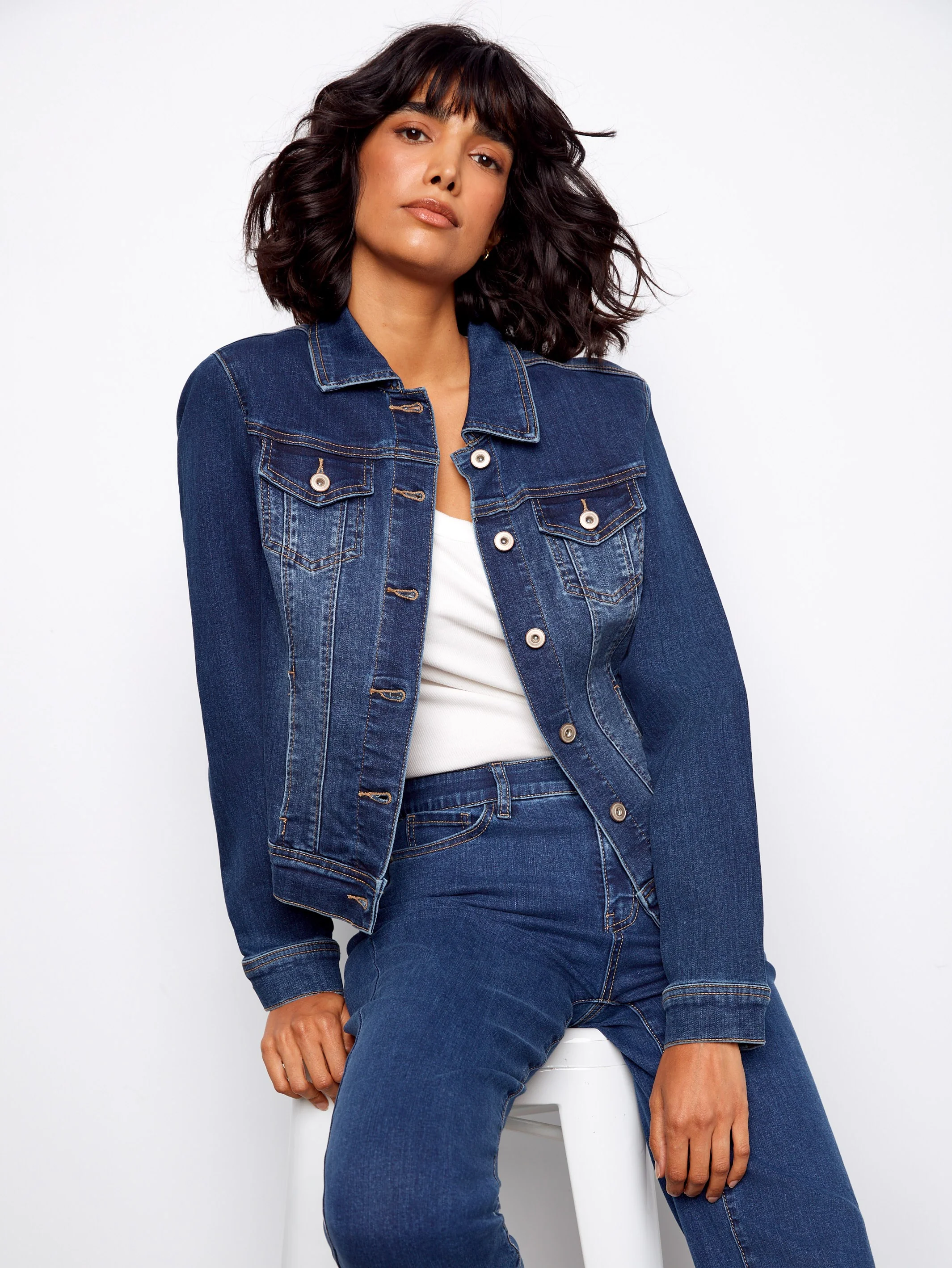 Stretch Denim Jacket - Indigo - Image 5