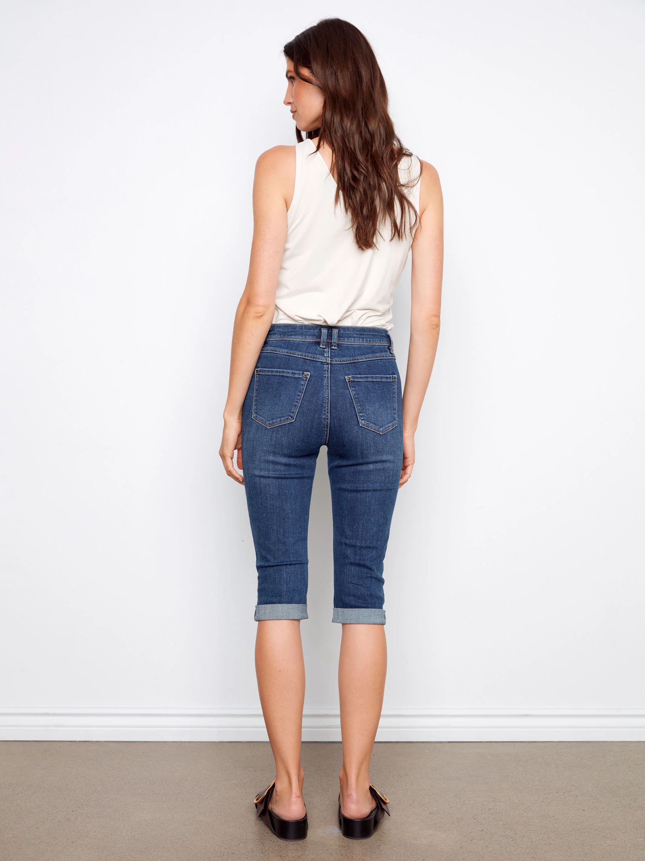 Stretch Denim Pedal Pushers - Indigo - Image 4