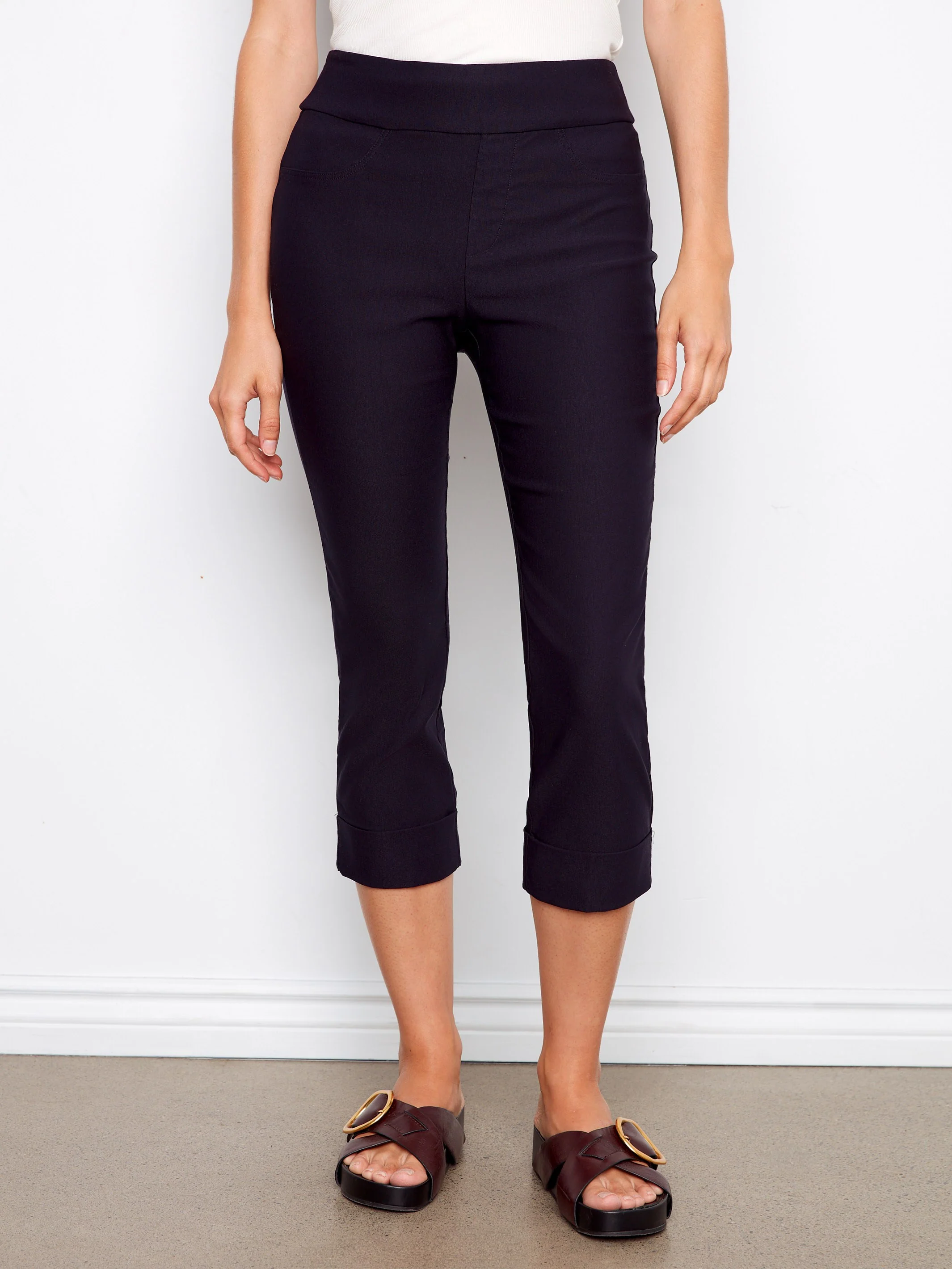 Stretch Pull-on Capris Pants - Navy - Image 2