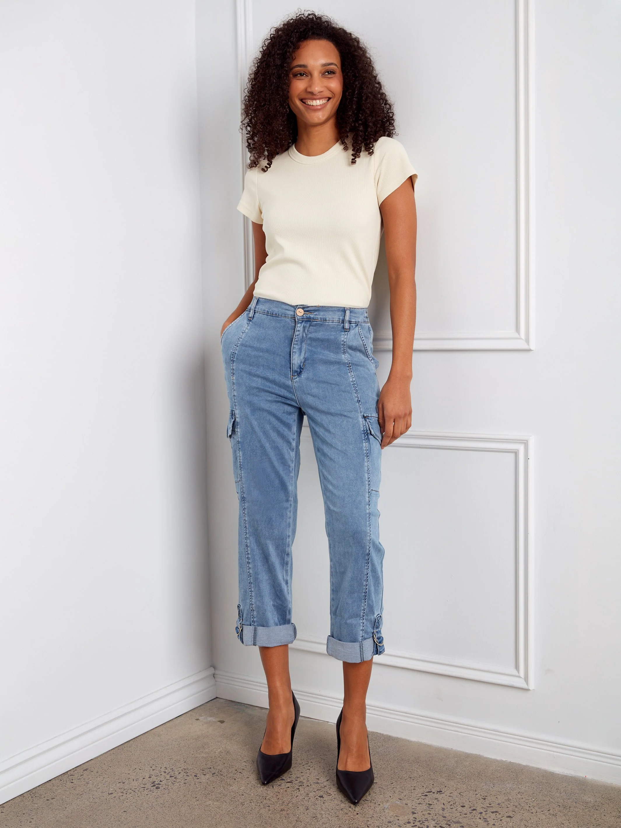 Stretch Tencel Cargo Pants - Chambray