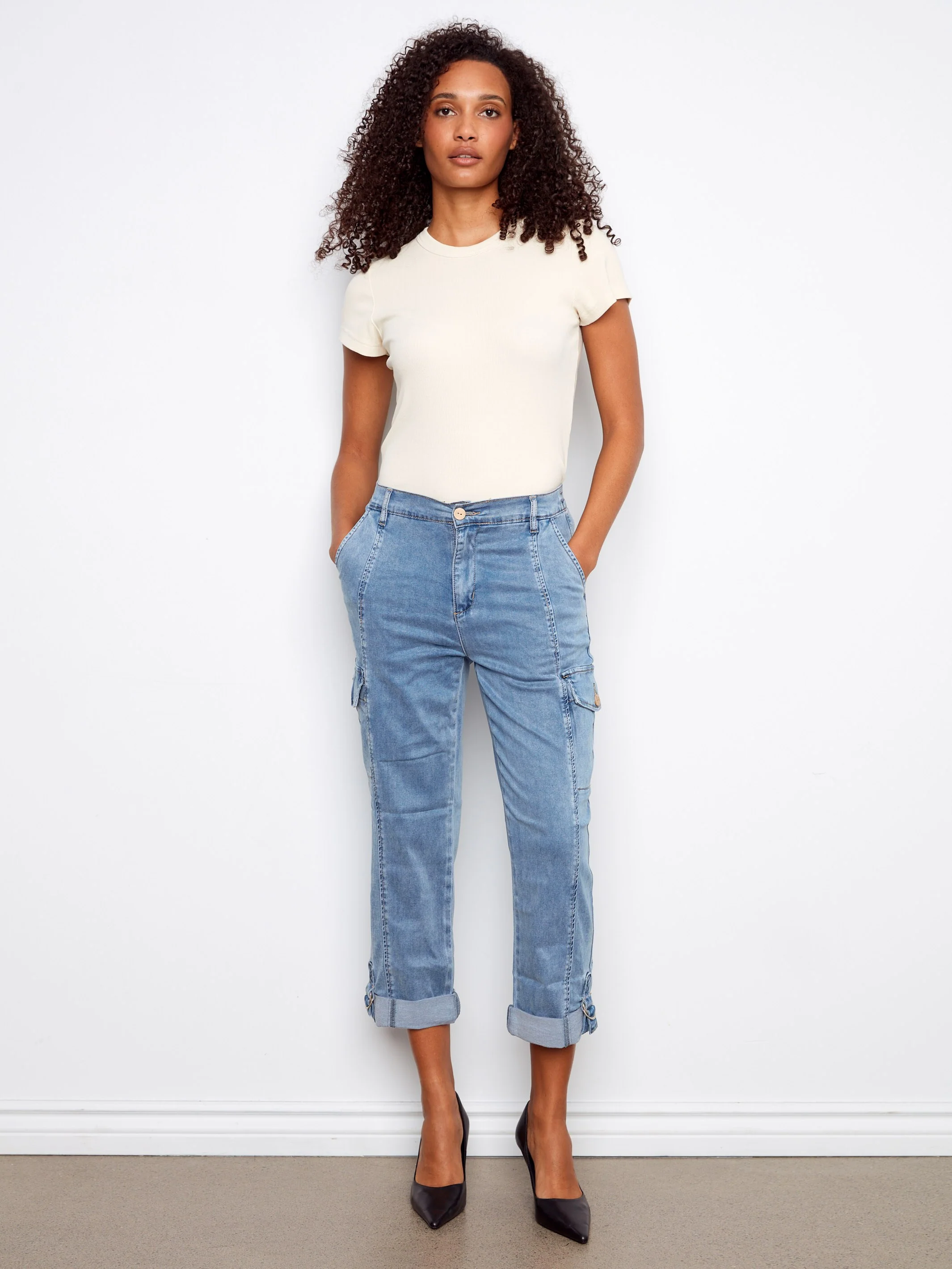 Stretch Tencel Cargo Pants - Chambray - Image 2