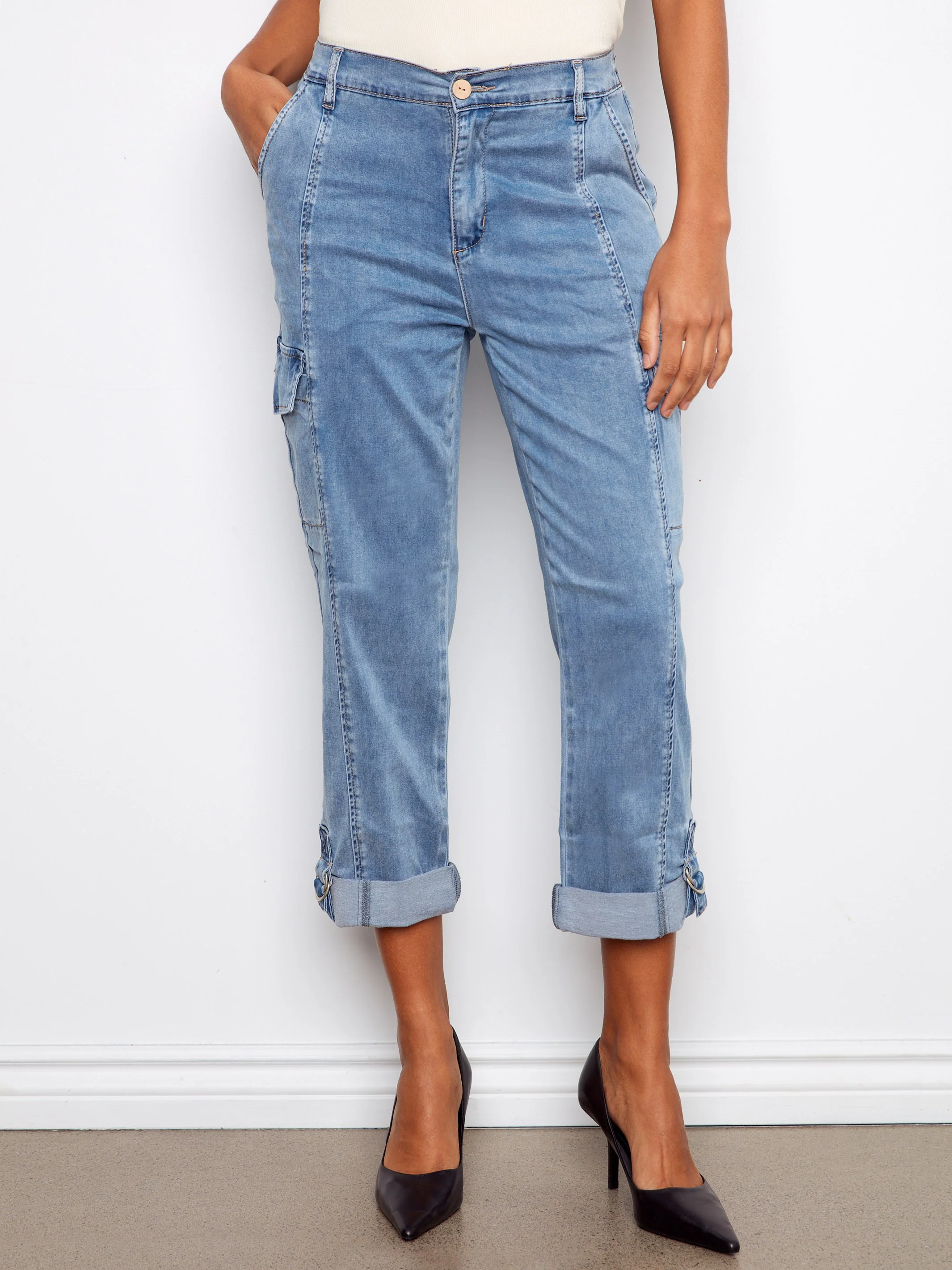 Stretch Tencel Cargo Pants - Chambray - Image 3