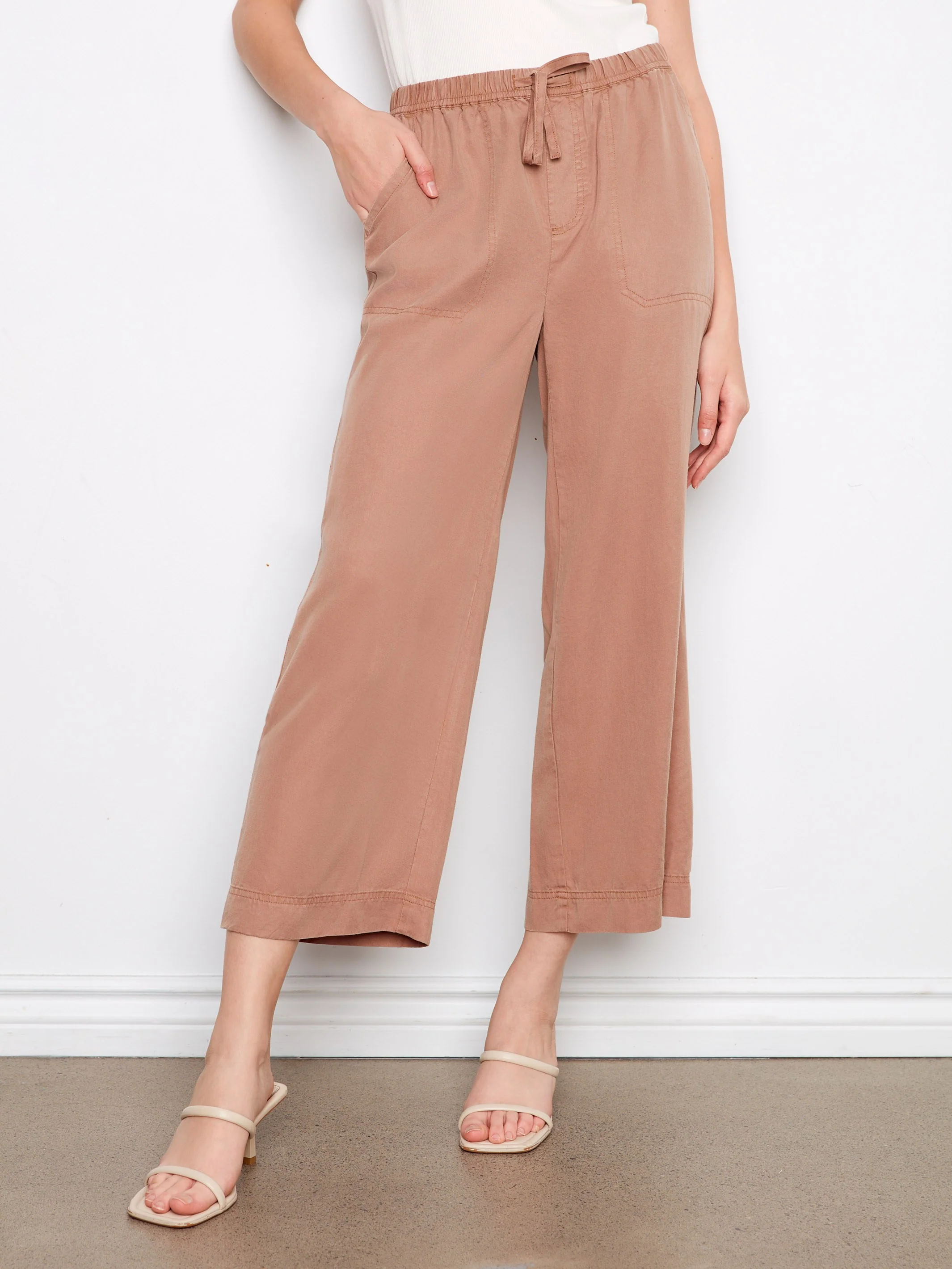 Tencel Wide Leg Jogger Pants - Desert - Image 2