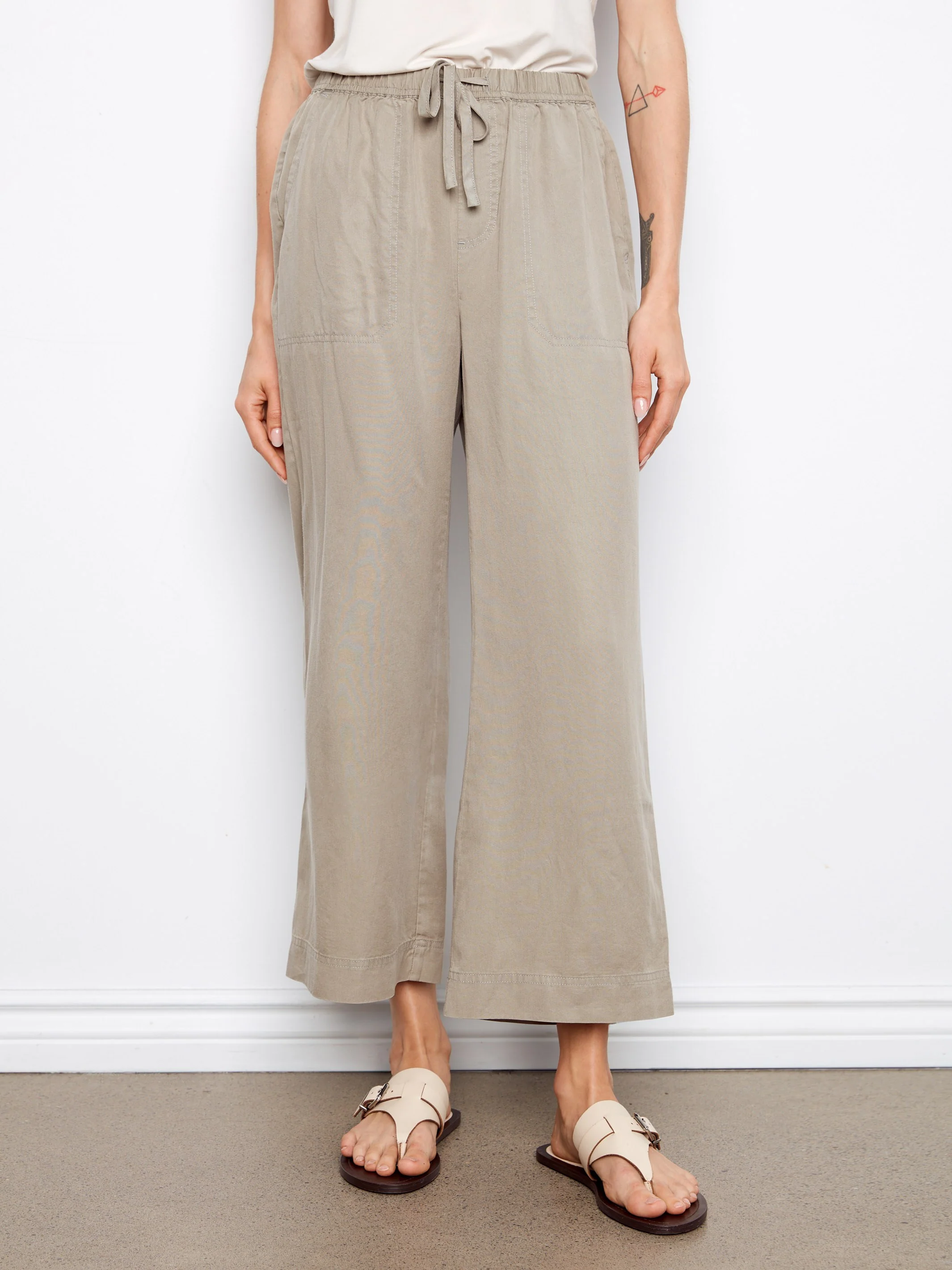 Tencel Wide Leg Jogger Pants - Sage - Image 2