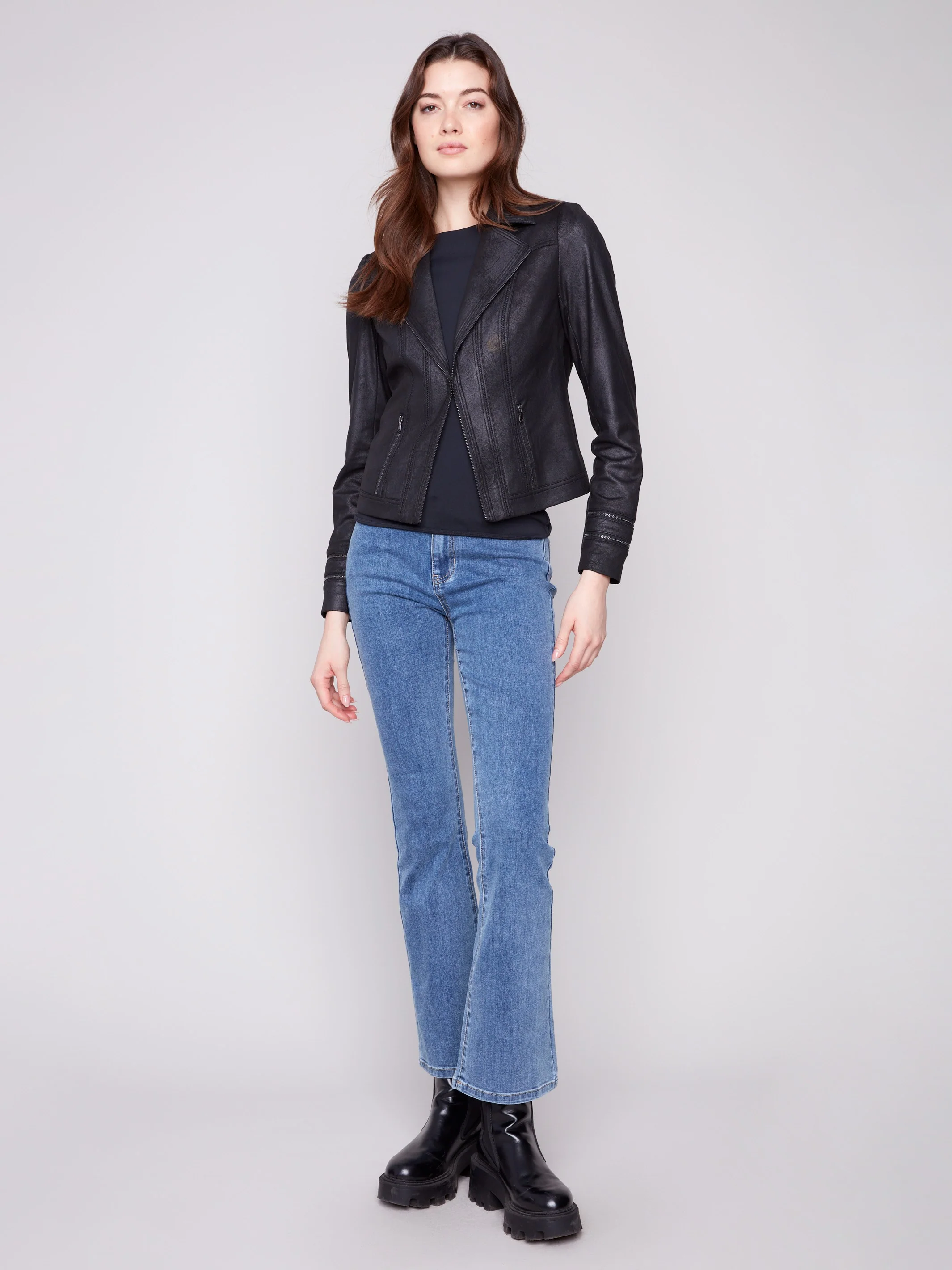 Vintage Faux Leather Jacket - Black - Image 2